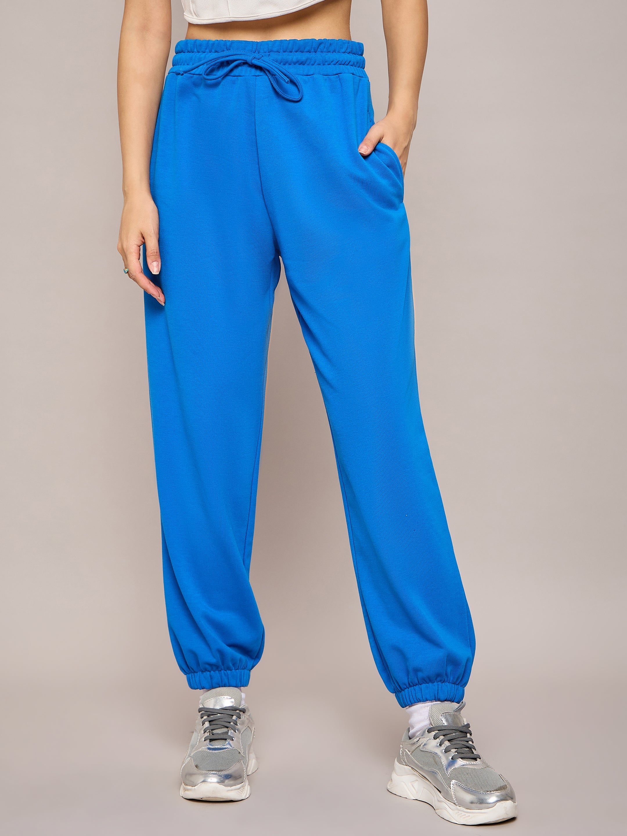 Women Royal Blue Terry Baggy Joggers