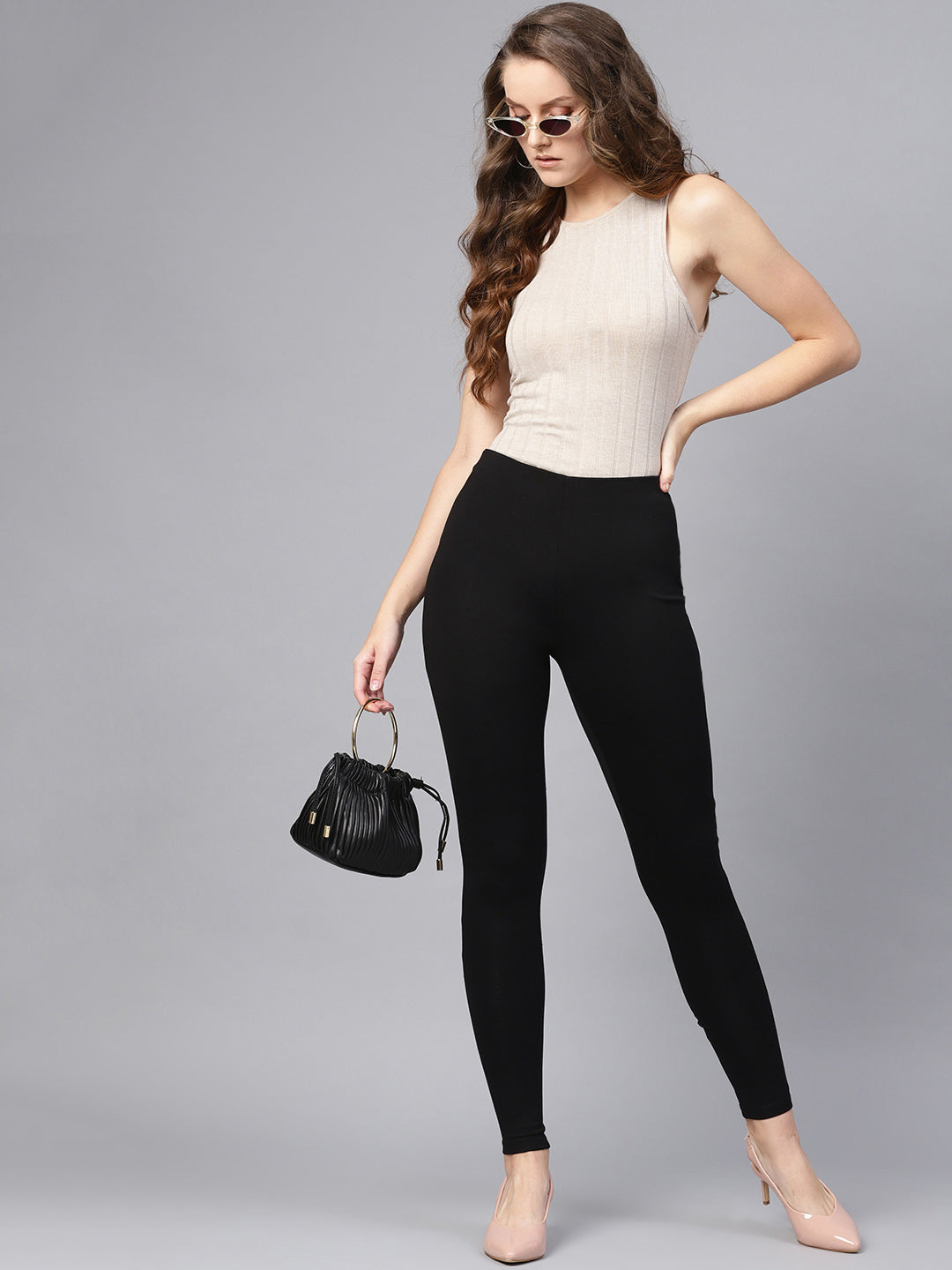 Black Knitted Slim Jeggings