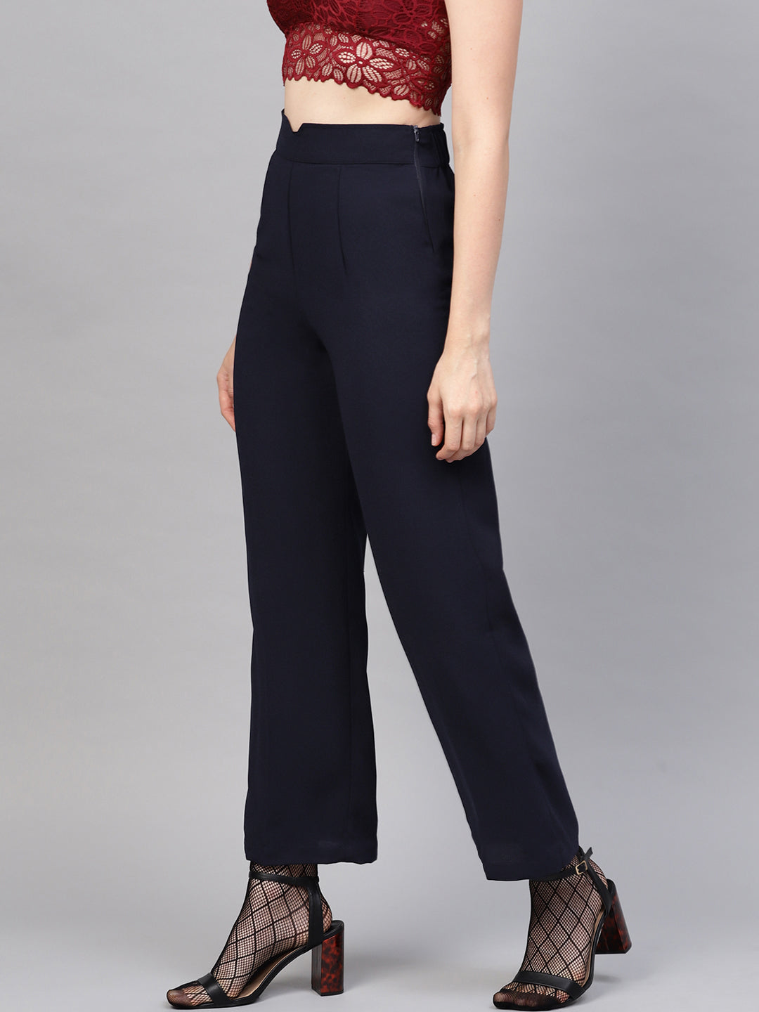 Navy Side Zipper Pant