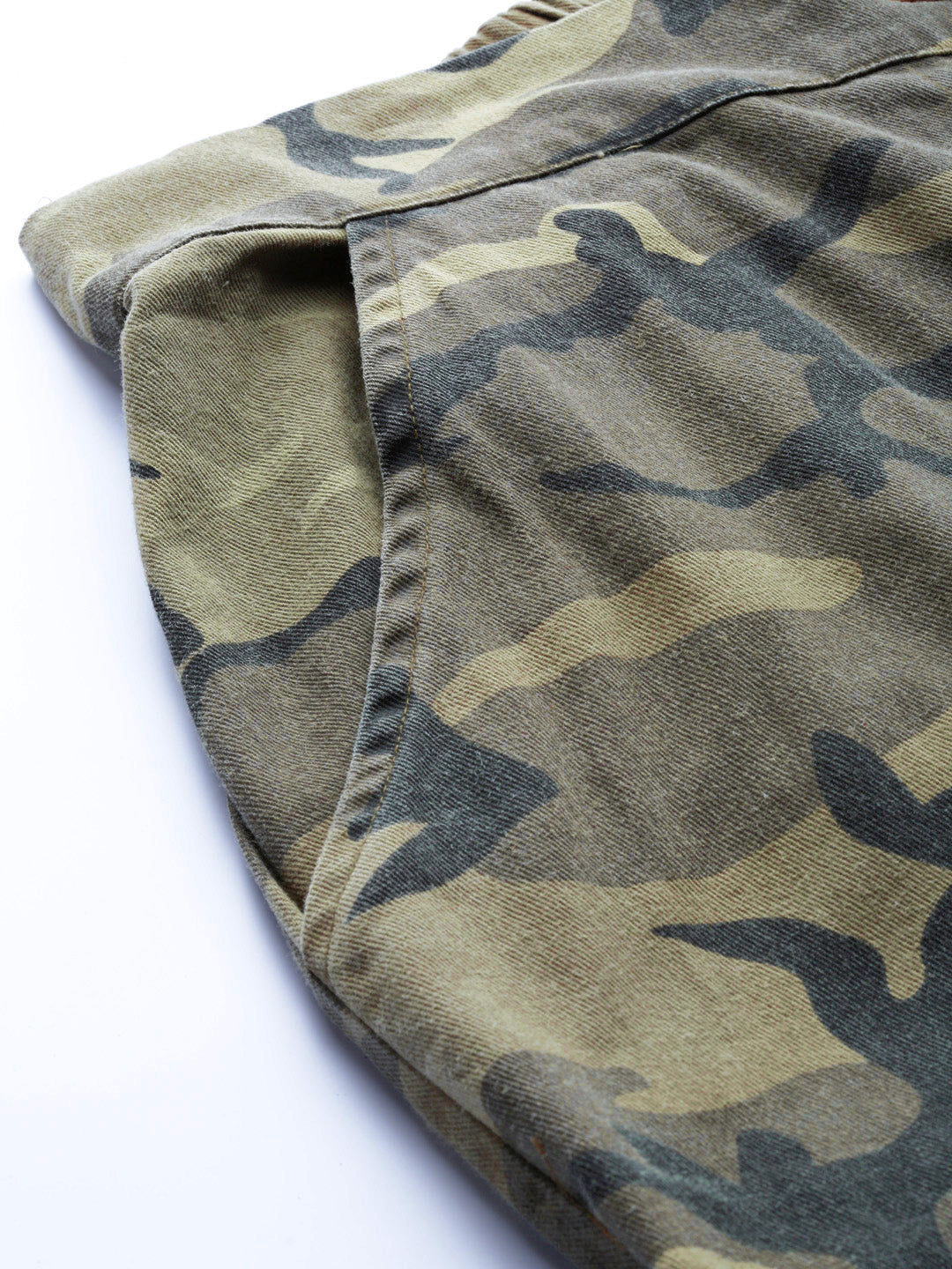 Green Camouflage Twill Side Pocket Pants