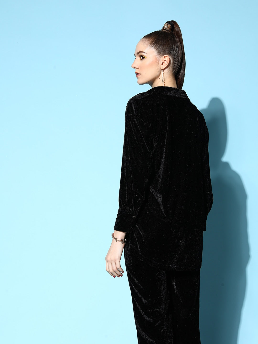 Women Black Velvet Shirt