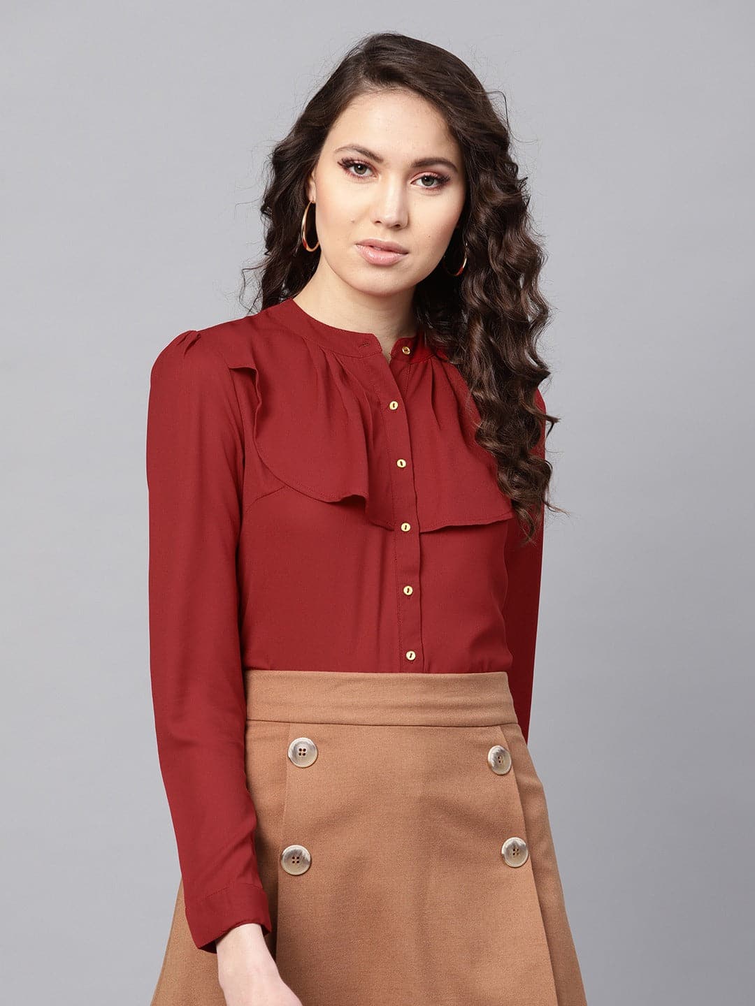 Layered Front Maroon Shirt