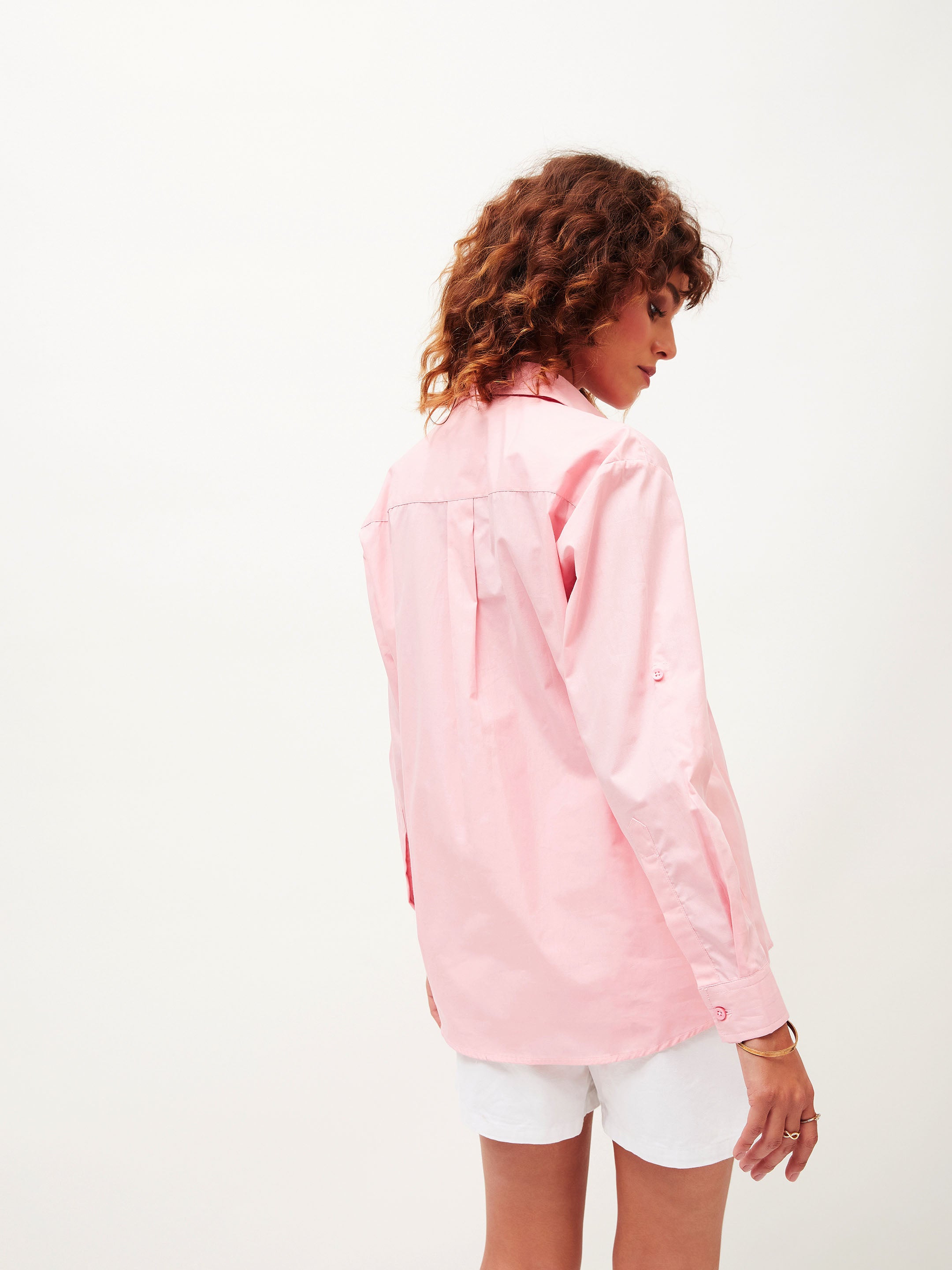 Women Pink Poplin Comfort Oversize Shirt