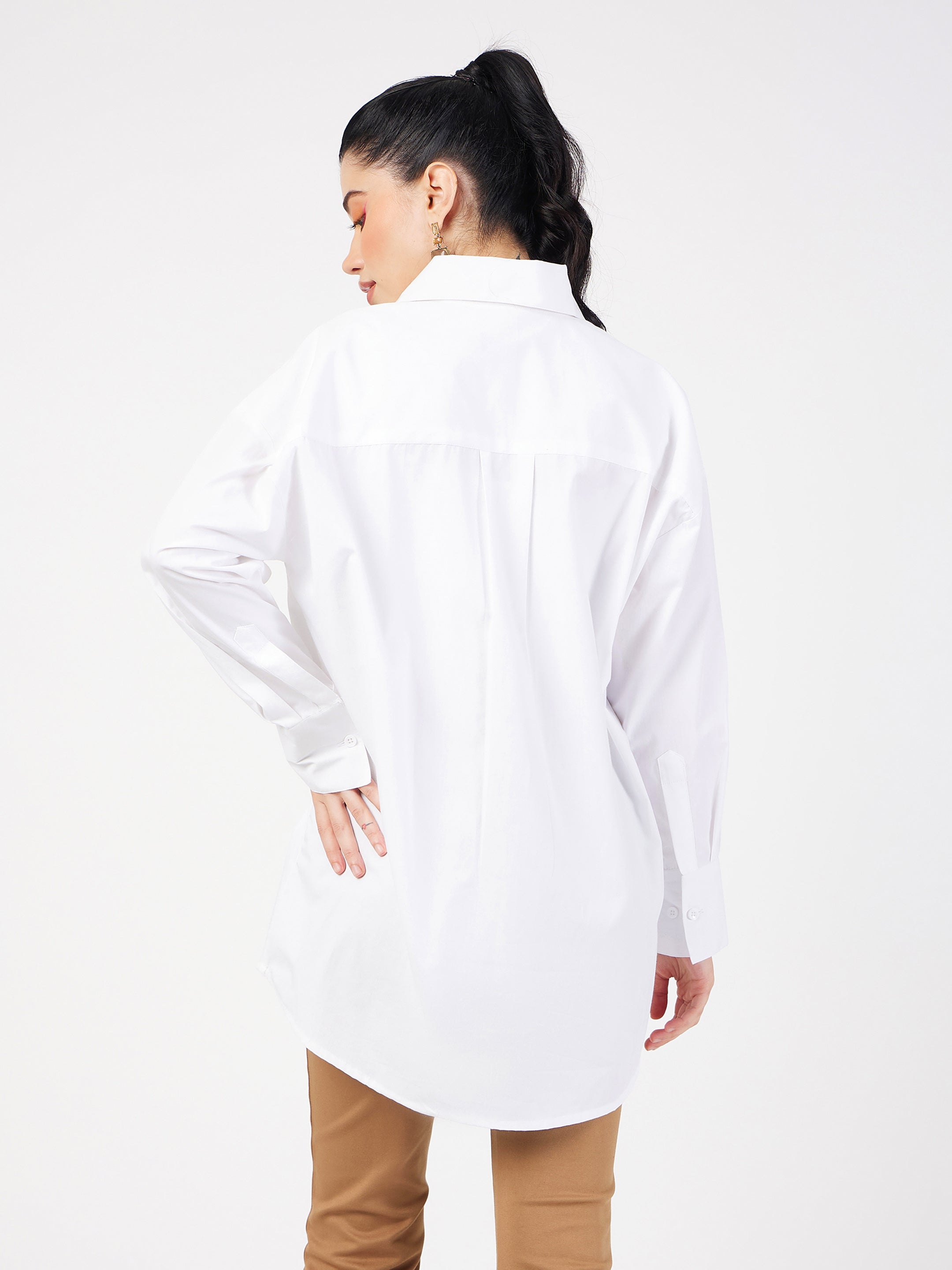 Women White Poplin Oversize Shirt