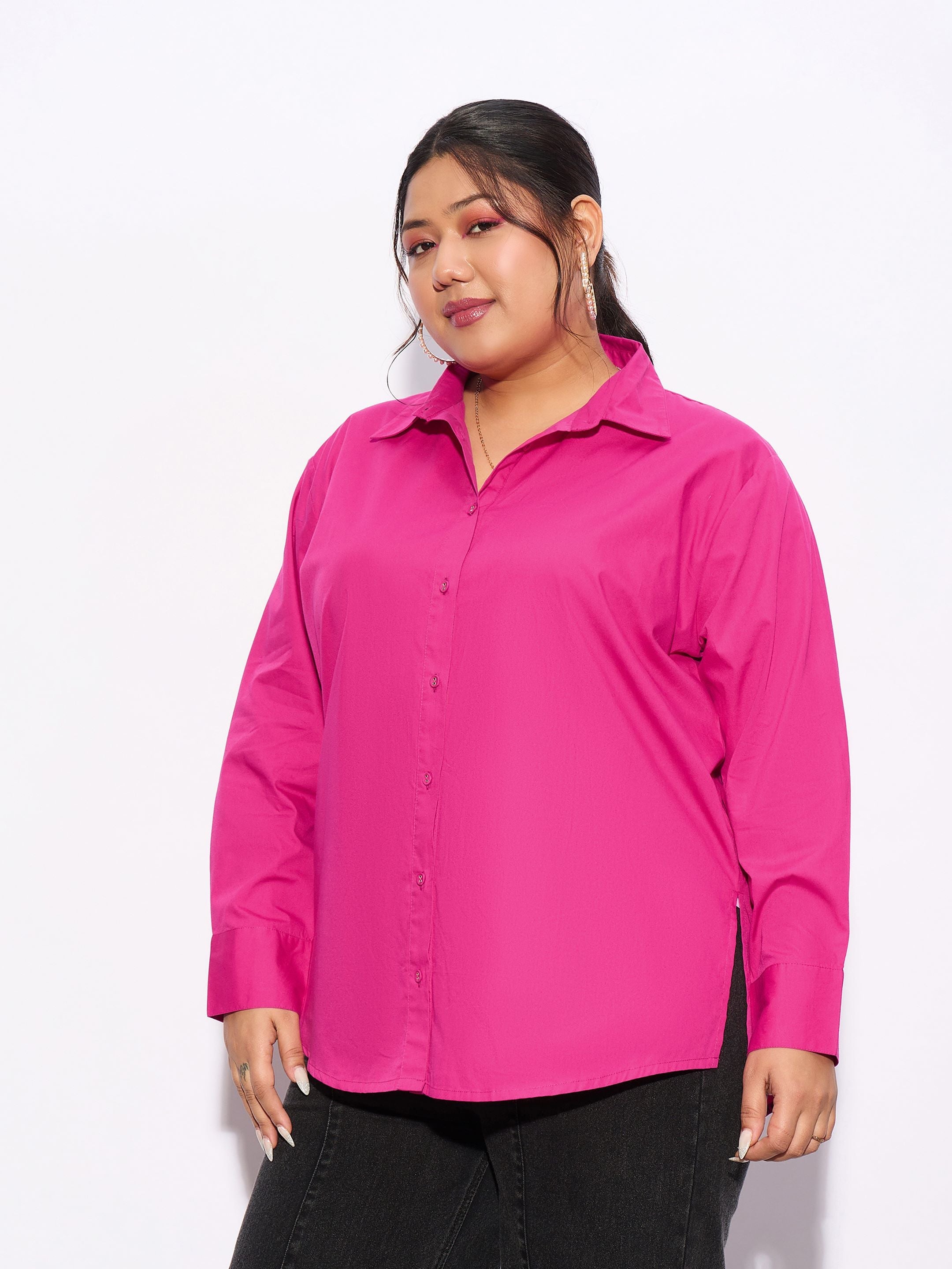 Women Fuchsia Poplin Shirt