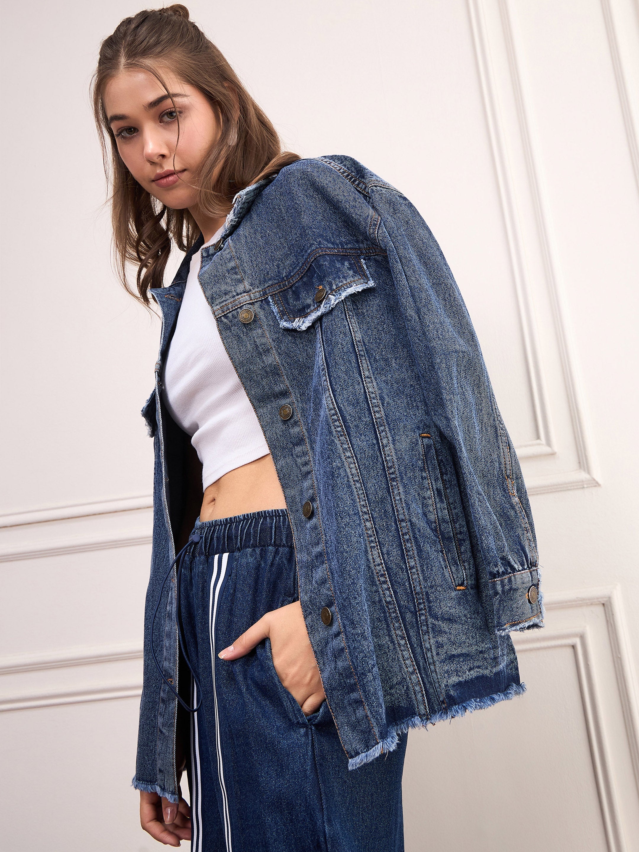 Women Blue Blast Denim Shacket