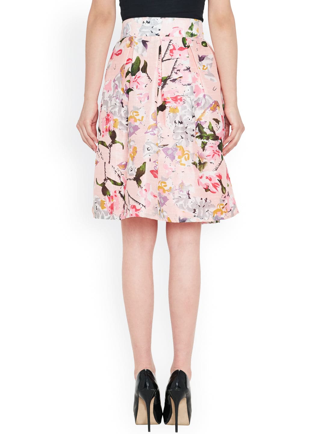 Pink Floral Silk Skirt