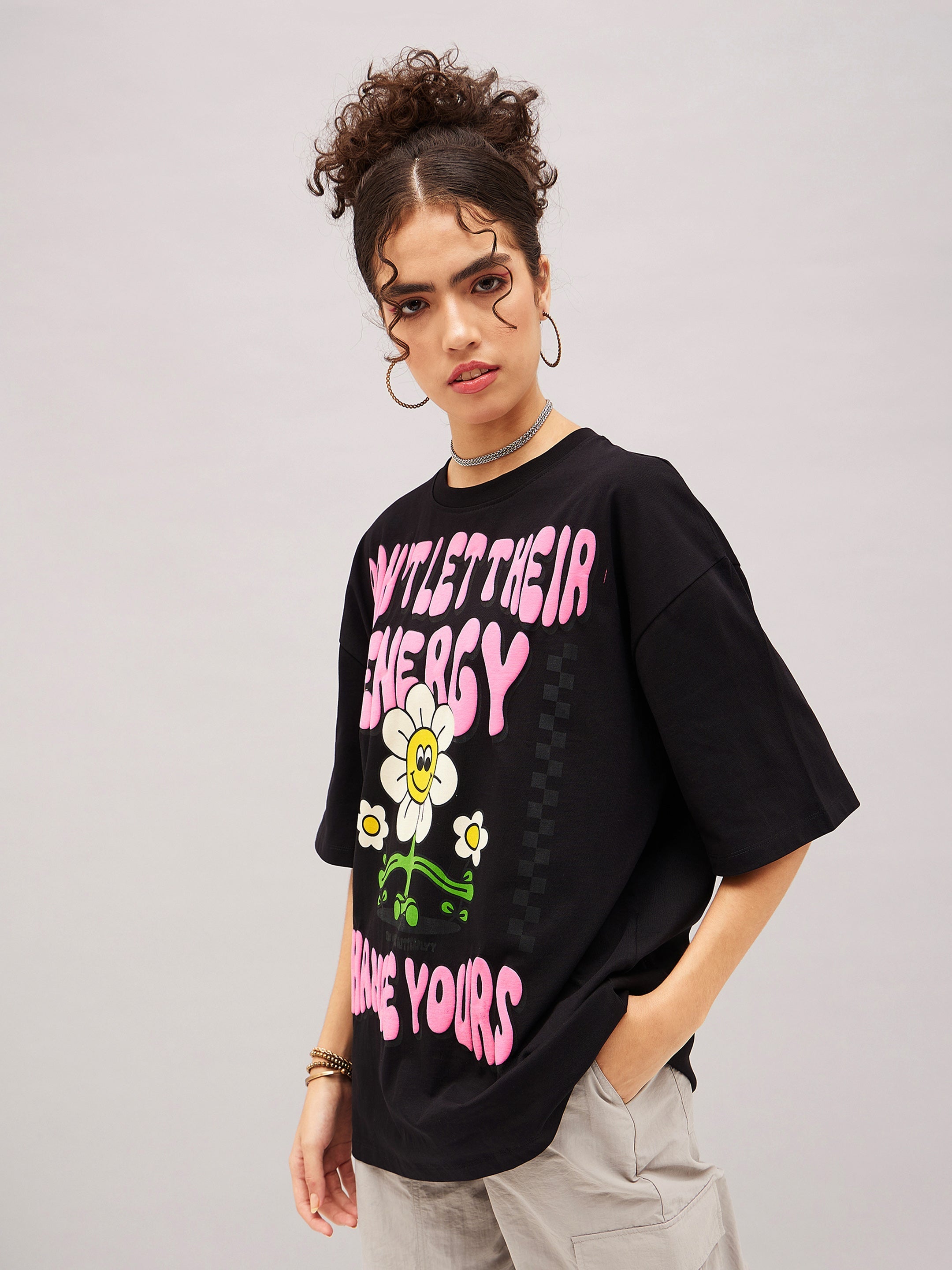 Women Black Don't Let Their Energy Oversized T-shirt