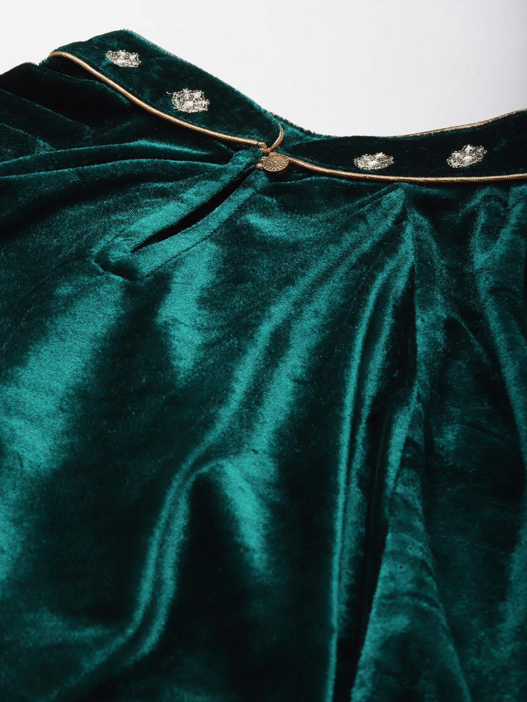 Teal Velvet Embroidered Poncho