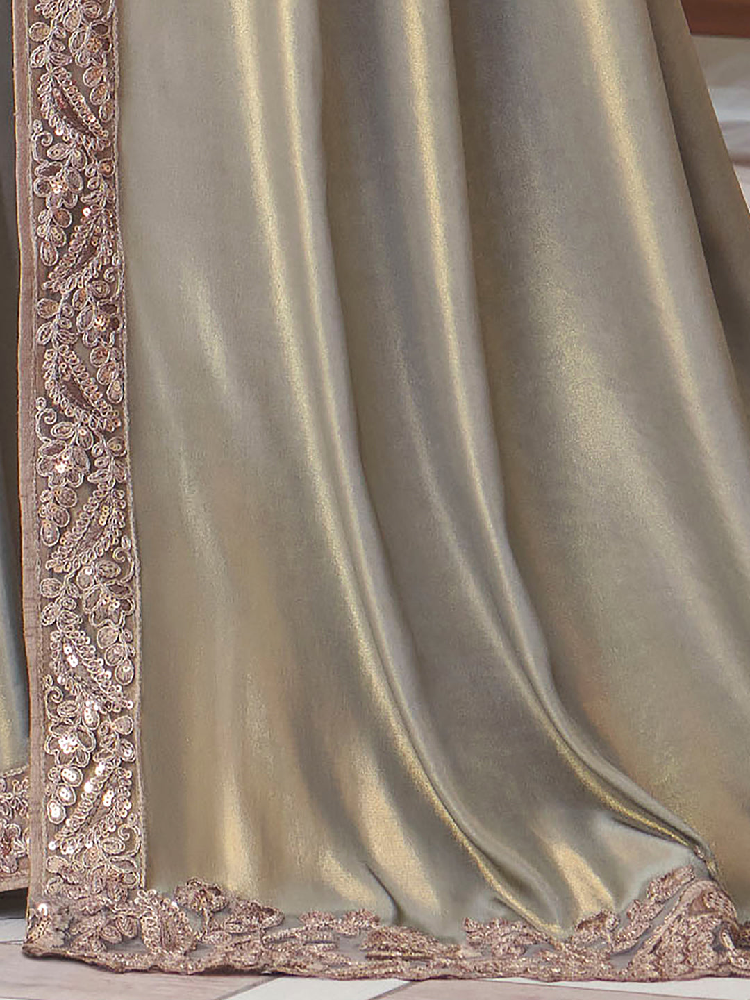 Satin Silk Metallic Embellished Designer Saree With Blouse