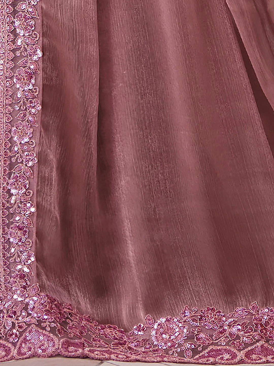 Tissue Mauve Embellished Designer Saree With Blouse