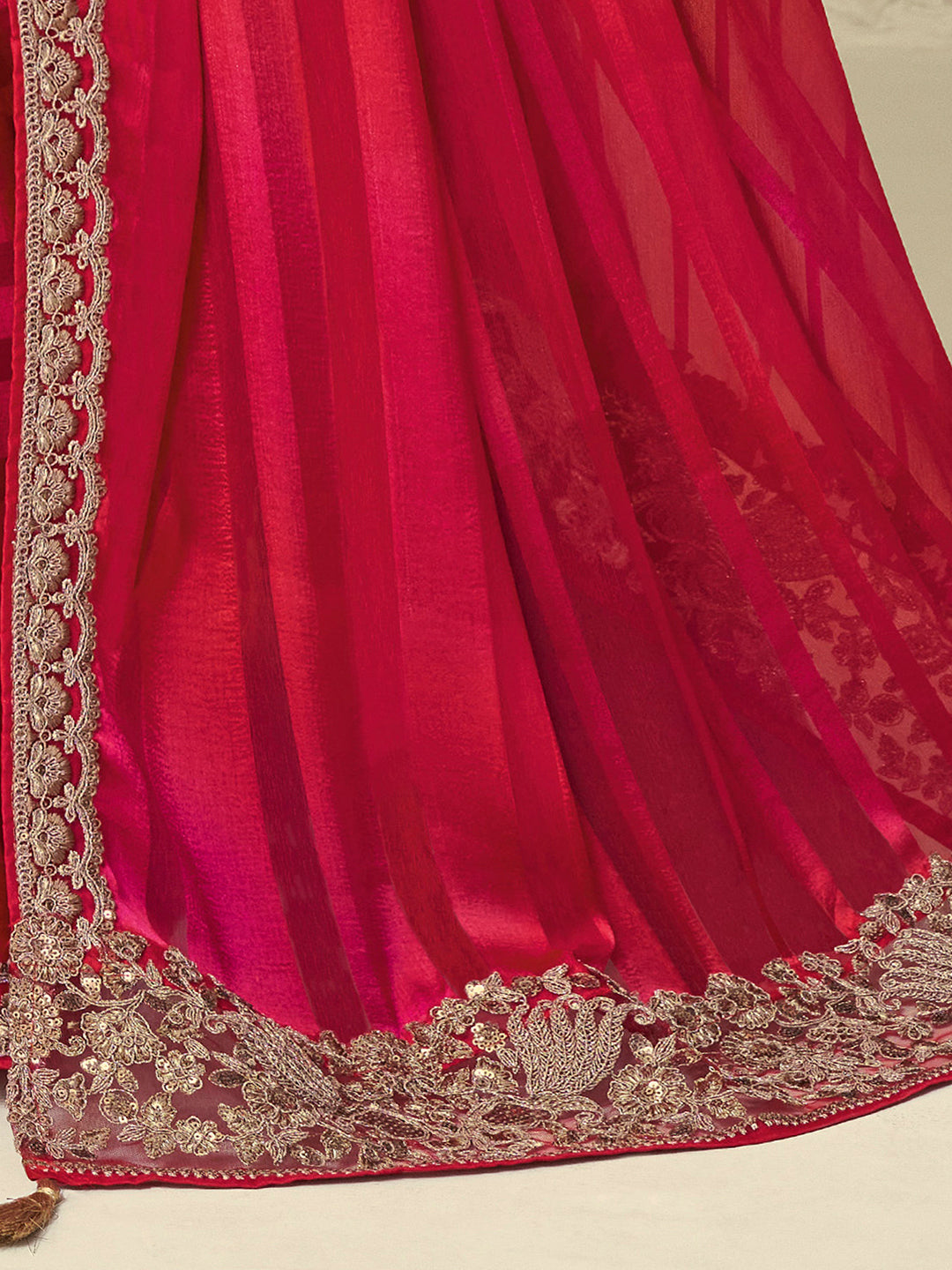 Georgette Pink Embellished Designer Saree With Blouse
