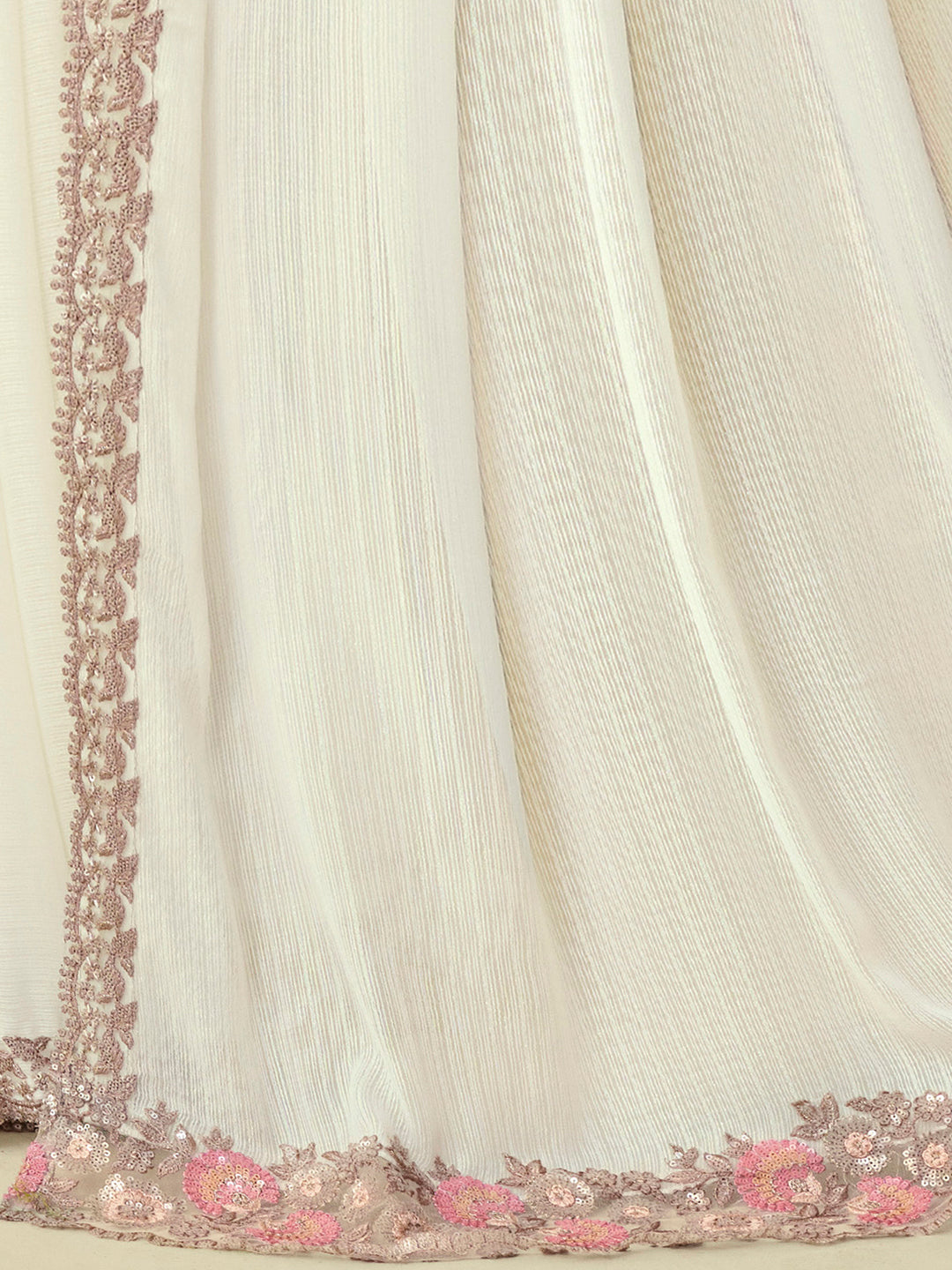 Georgette White Embellished Designer Saree With Blouse