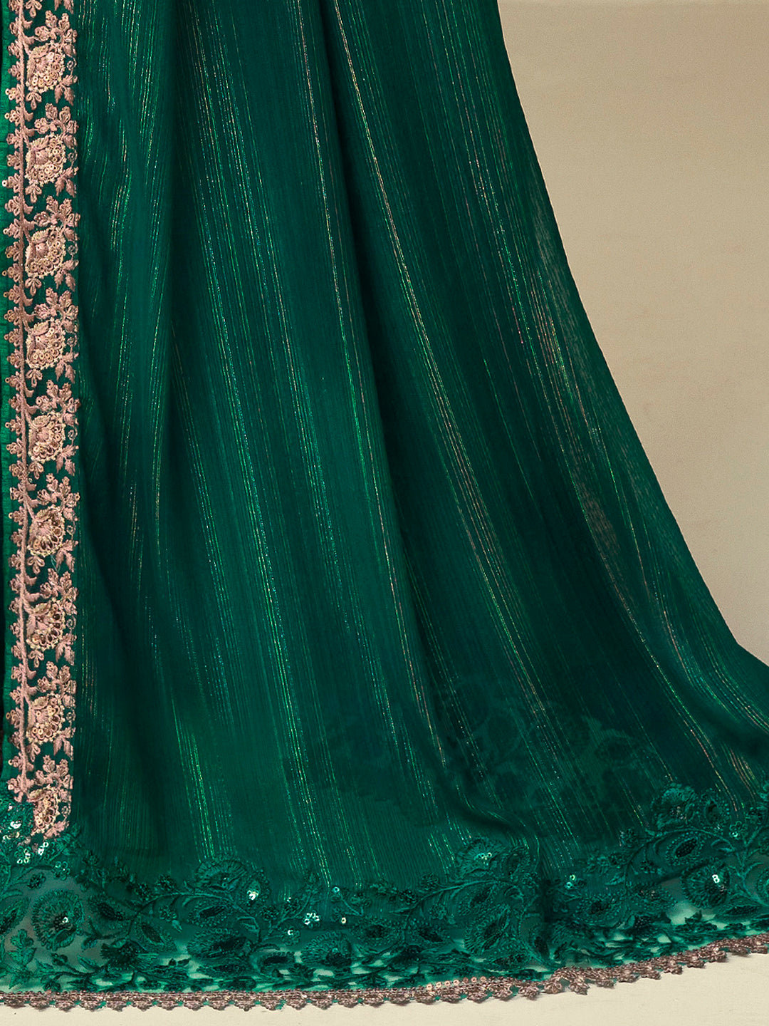 Georgette Green Embellished Designer Saree With Blouse