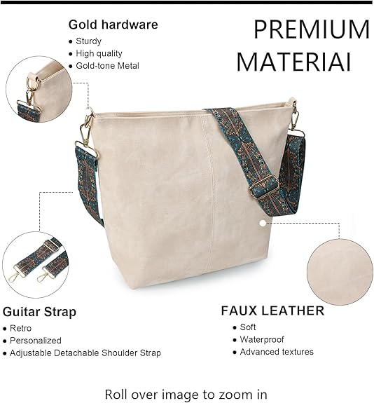 Beige Light Weight Pu Leather Sling Bag For Women