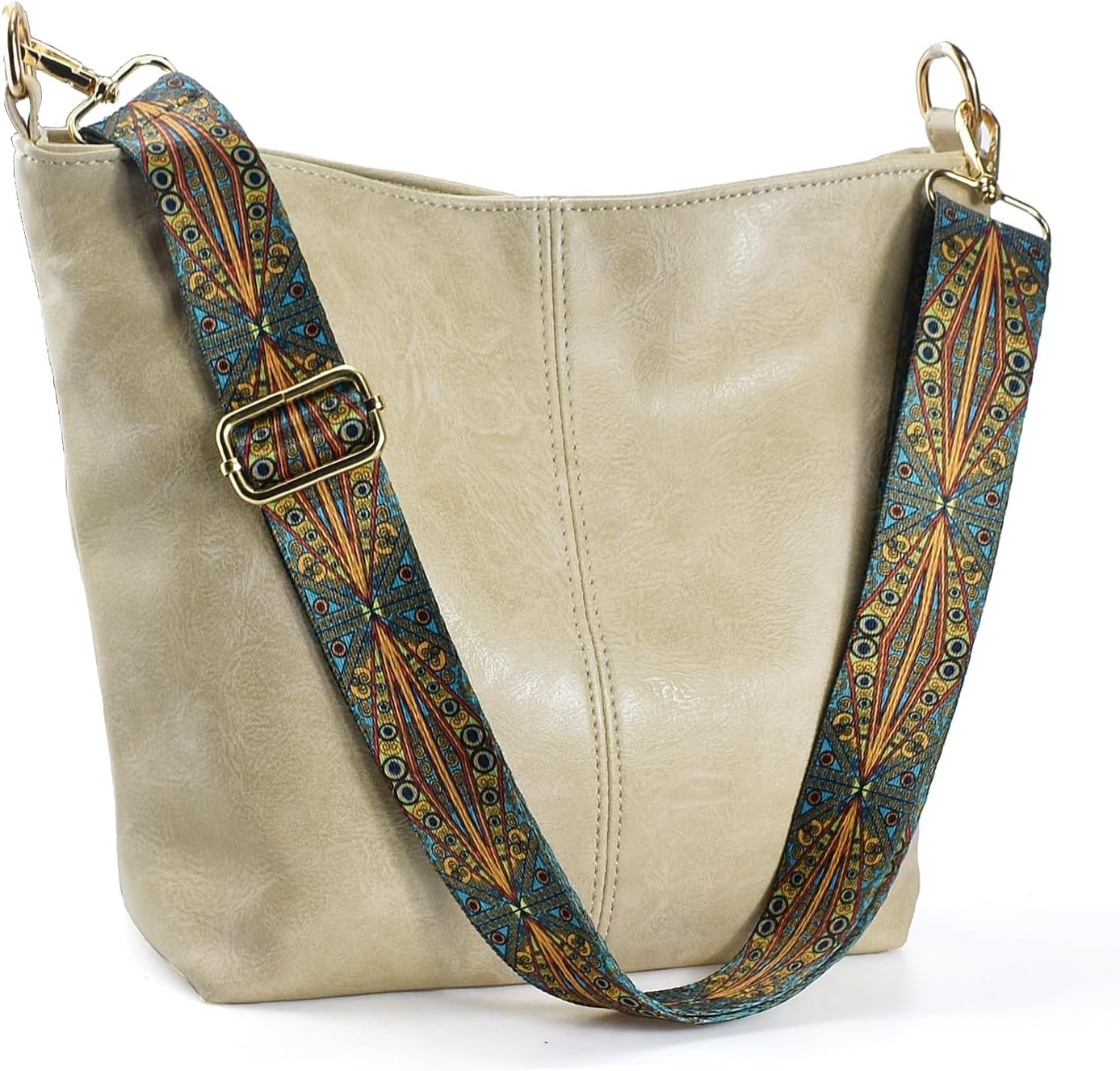 Beige Light Weight Pu Leather Sling Bag For Women