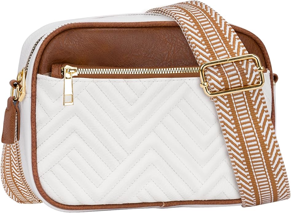 White Crossbody Bag In Pu Leather With Cute Adjustable Strap
