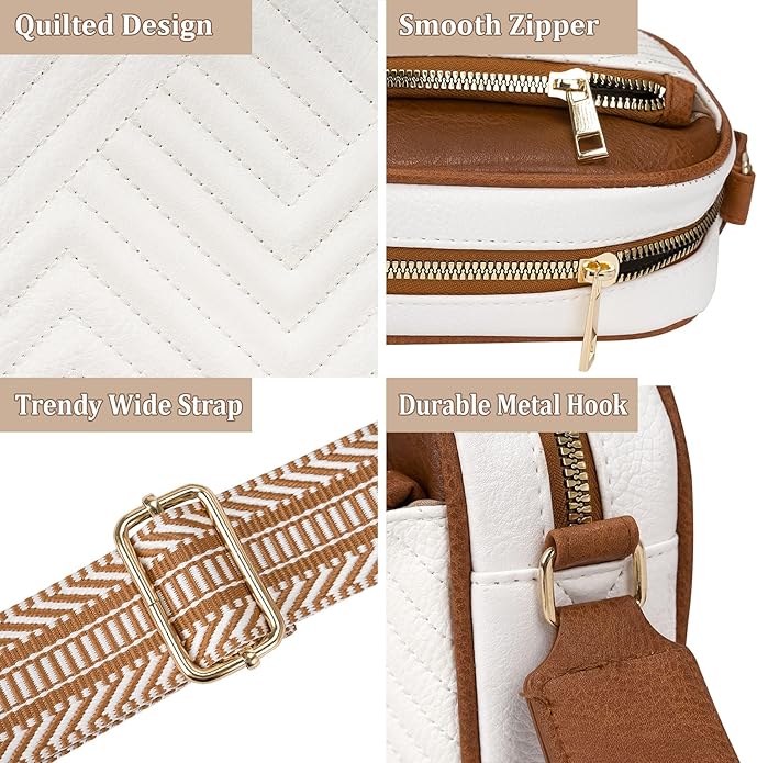 White Crossbody Bag In Pu Leather With Cute Adjustable Strap