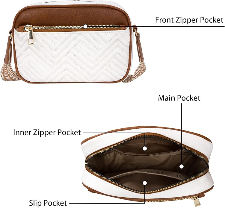 White Crossbody Bag In Pu Leather With Cute Adjustable Strap