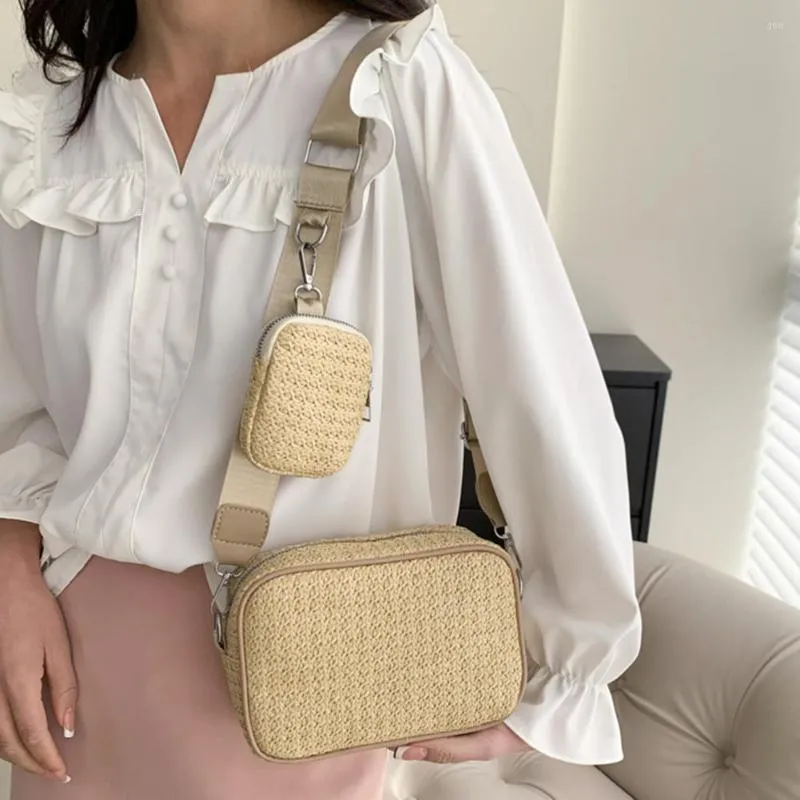 Gold Sling Crossbody Bag In Jute Material