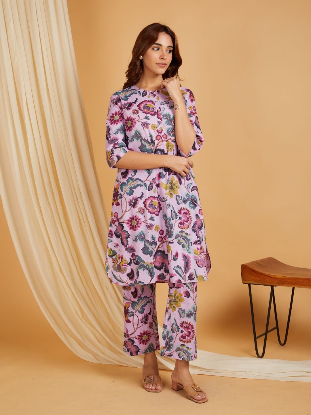 Floral Patterned Co-ord Set Mauve