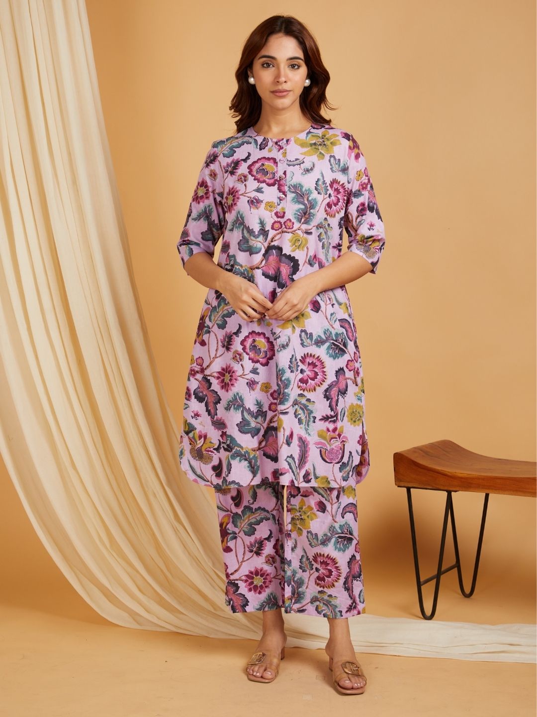 Floral Patterned Co-ord Set Mauve