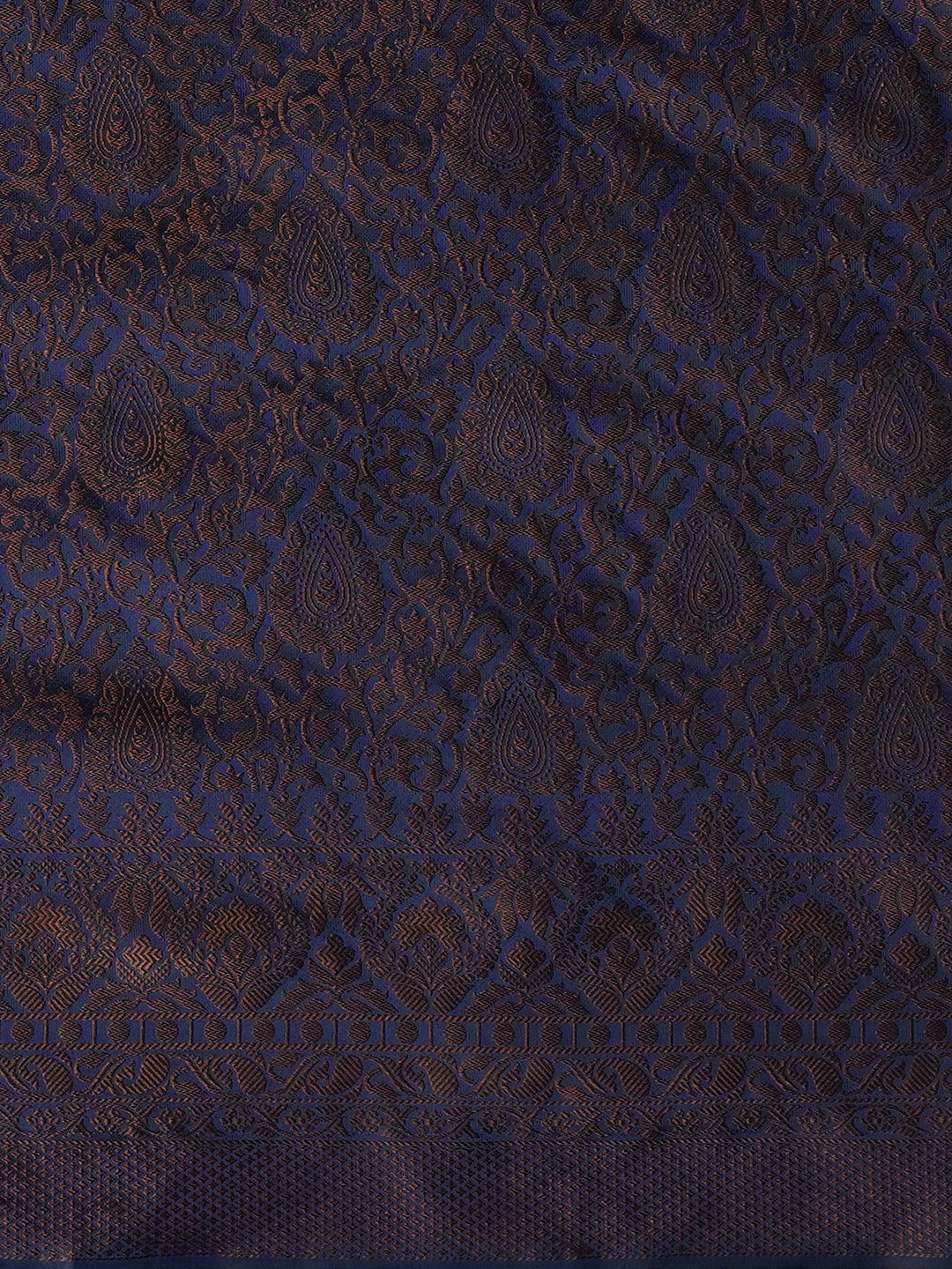 Silk Blend Navy Blue Woven Design Designer Saree With Blouse