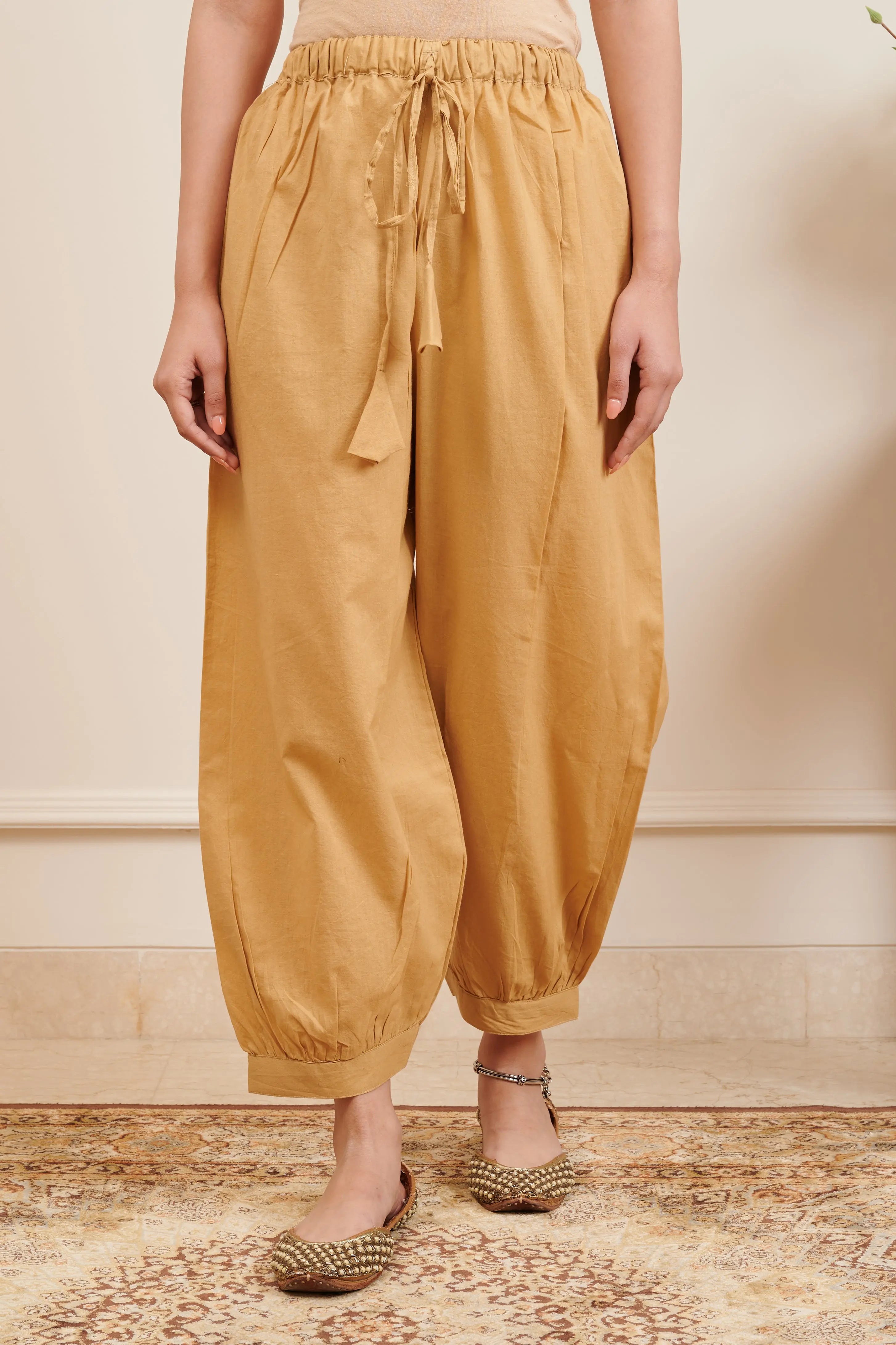 Beige Soft Cotton Izhaar Pants