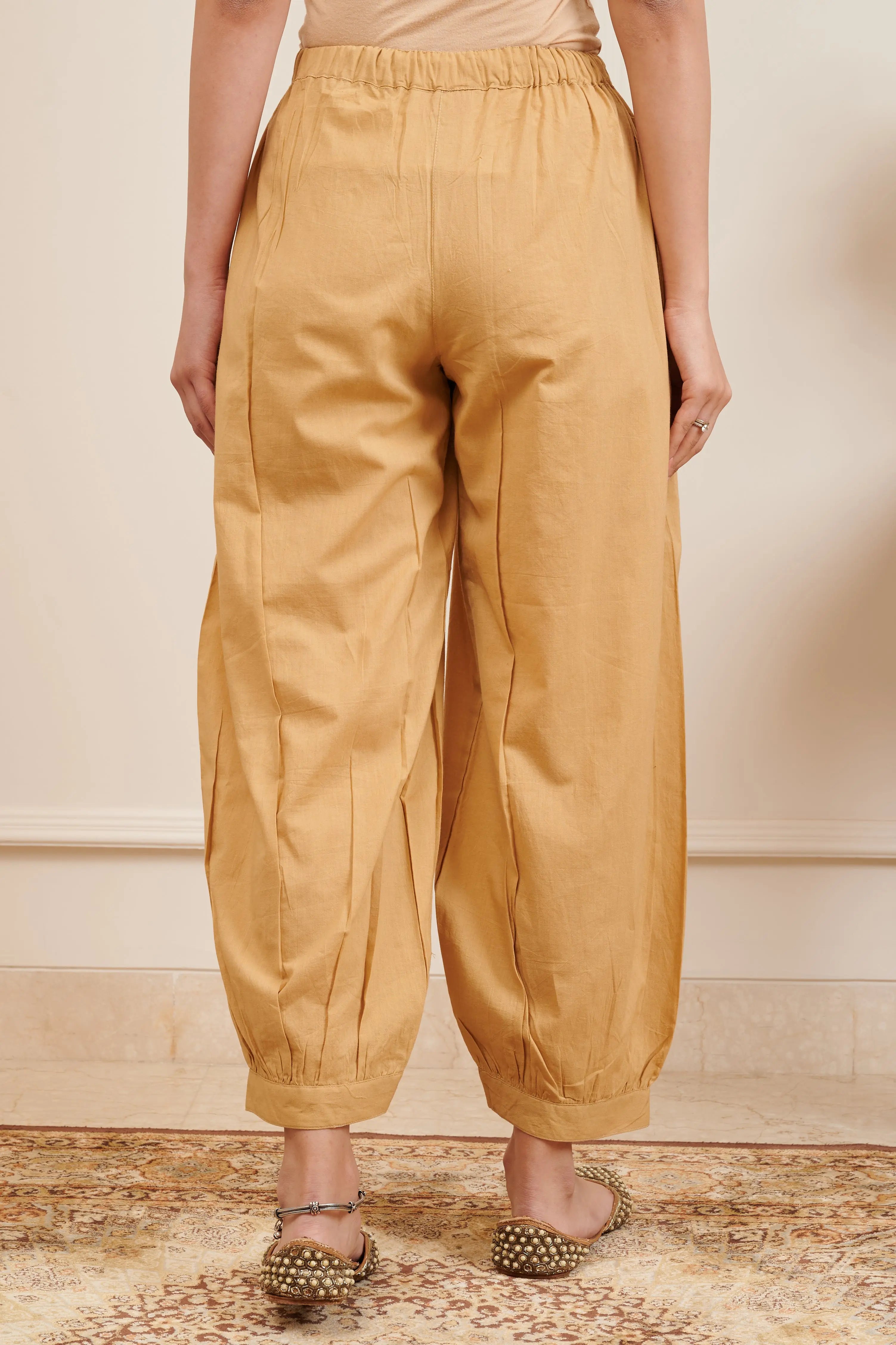 Beige Soft Cotton Izhaar Pants