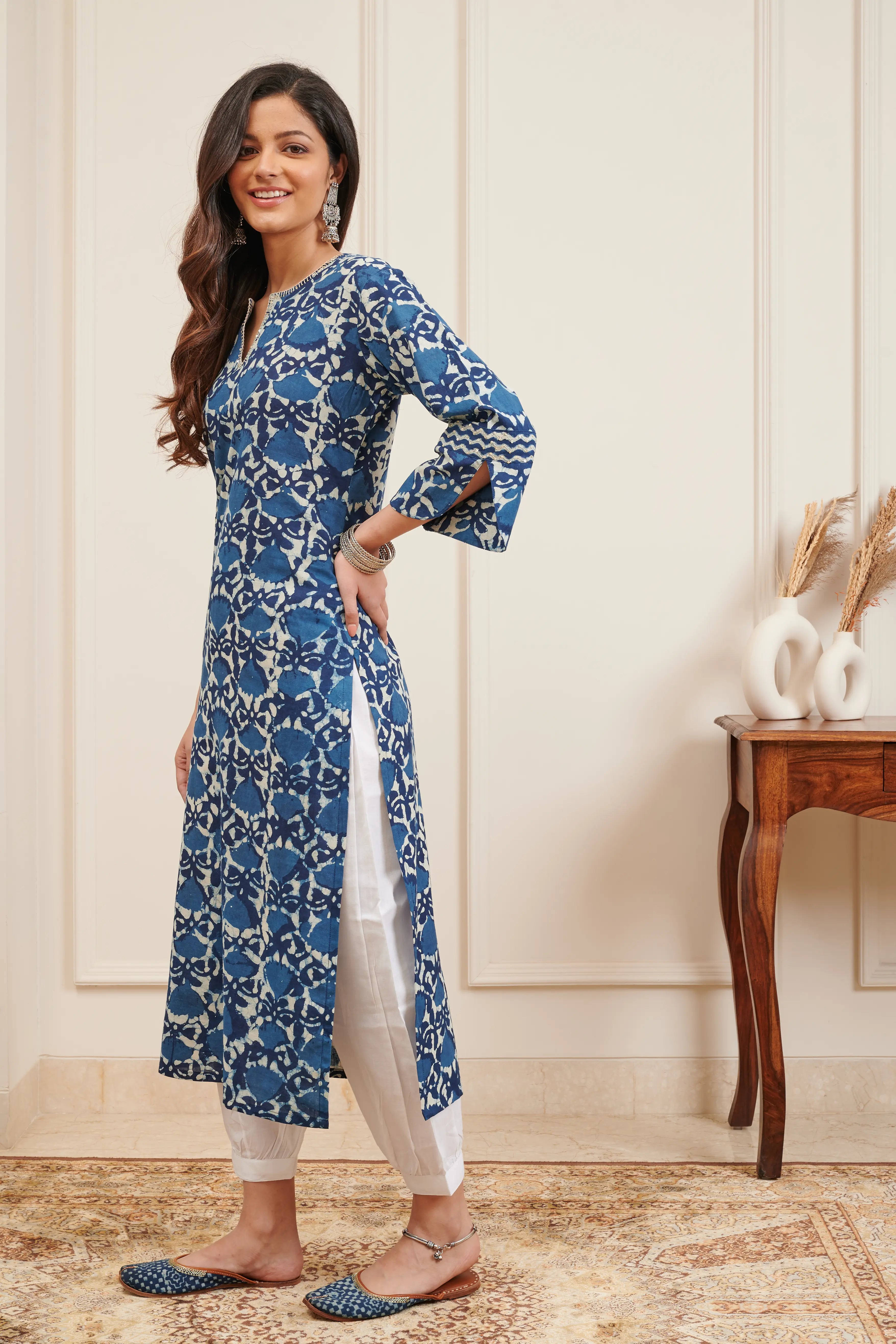 Indigo Blue Hand Block Printed Kurta