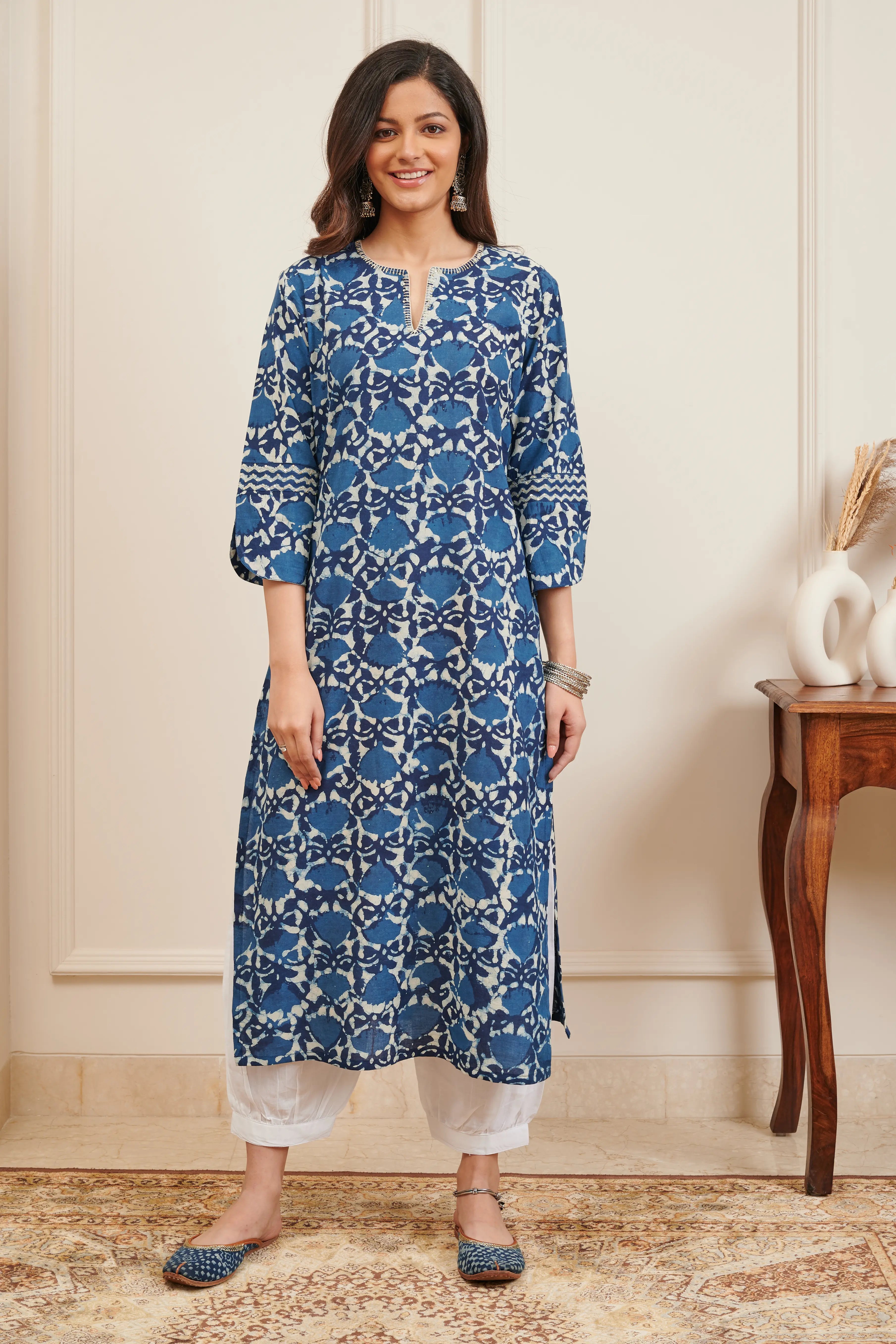 Indigo Blue Hand Block Printed Kurta