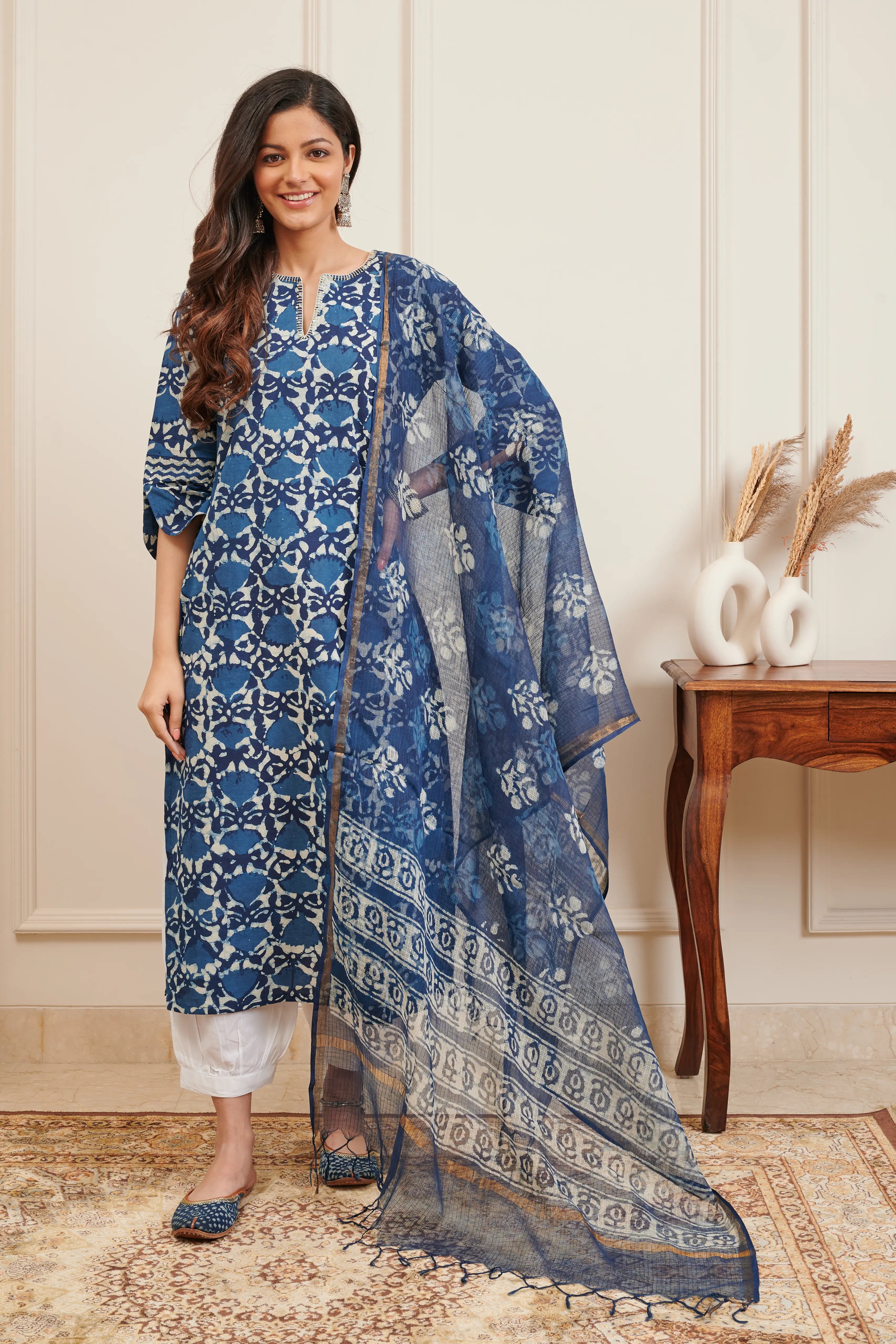 Indigo Blue Hand Block Printed Kurta