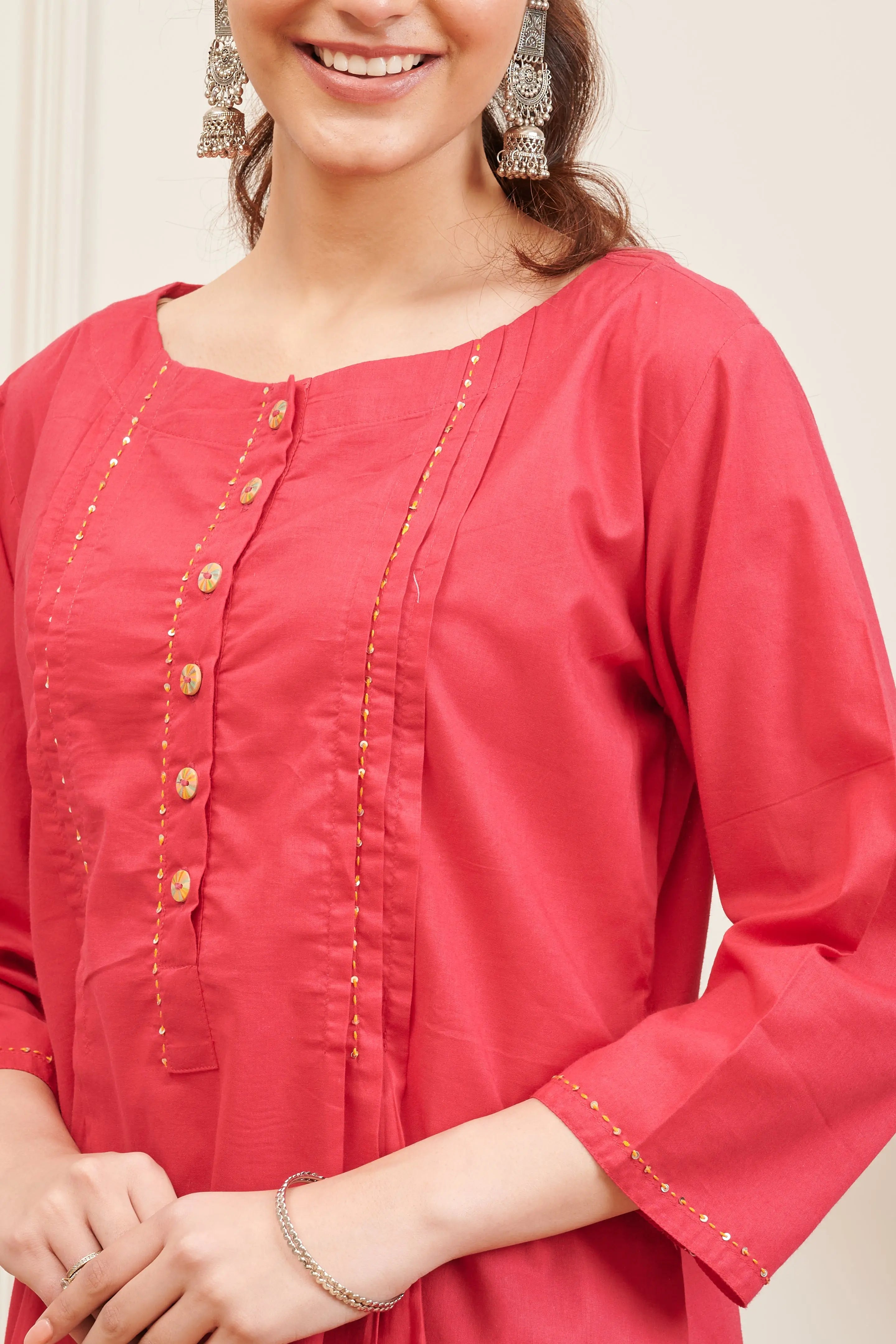 Pink Plain Cotton Tunic