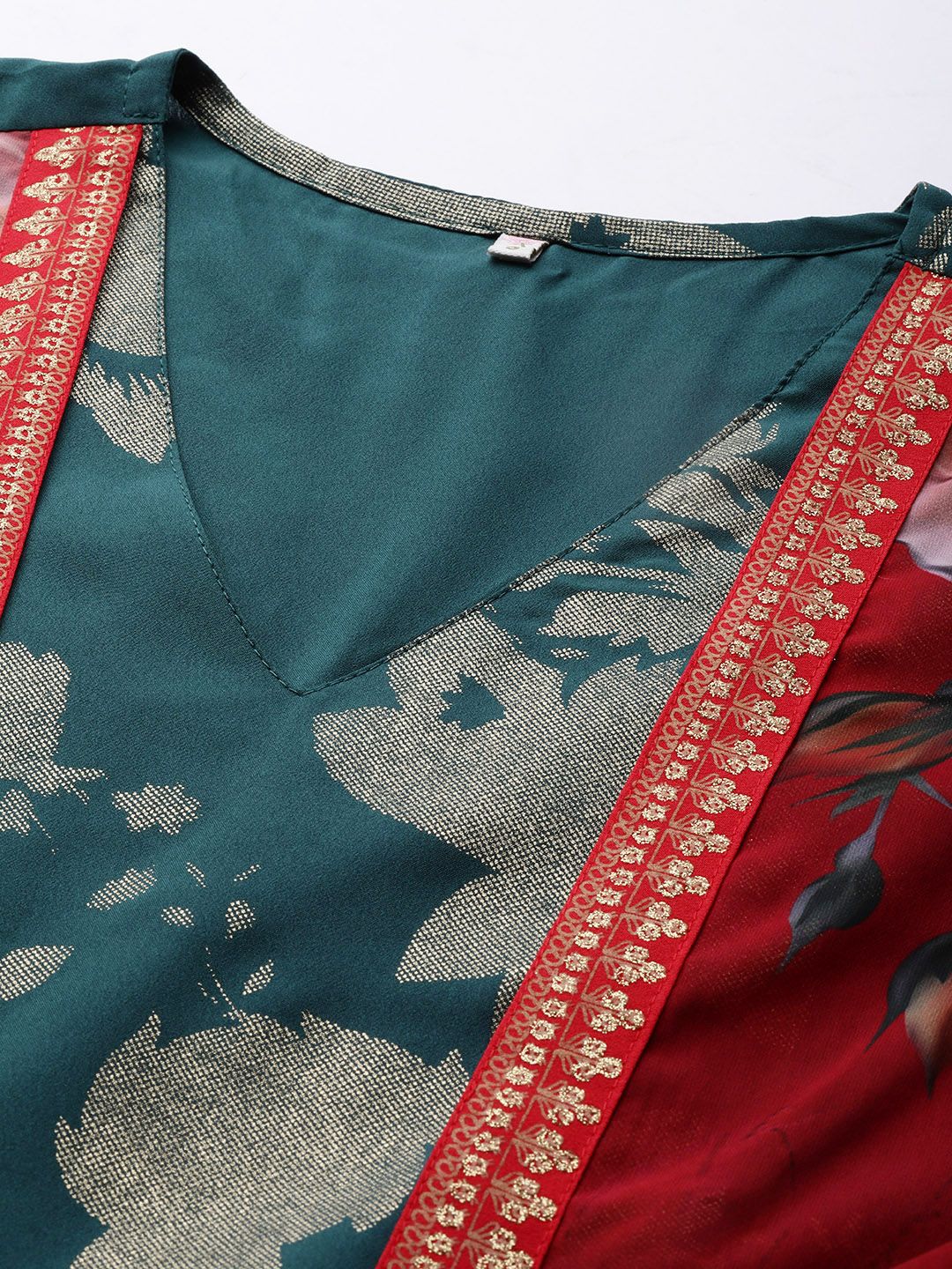 Green & Gold Printed Layered Dress