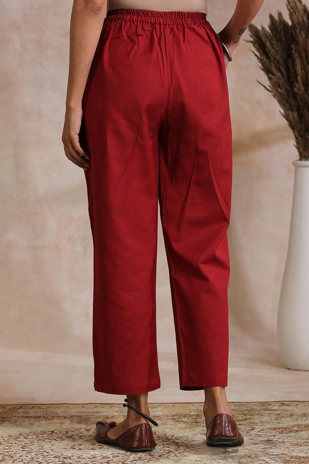 Maroon Flax Farsi Pants