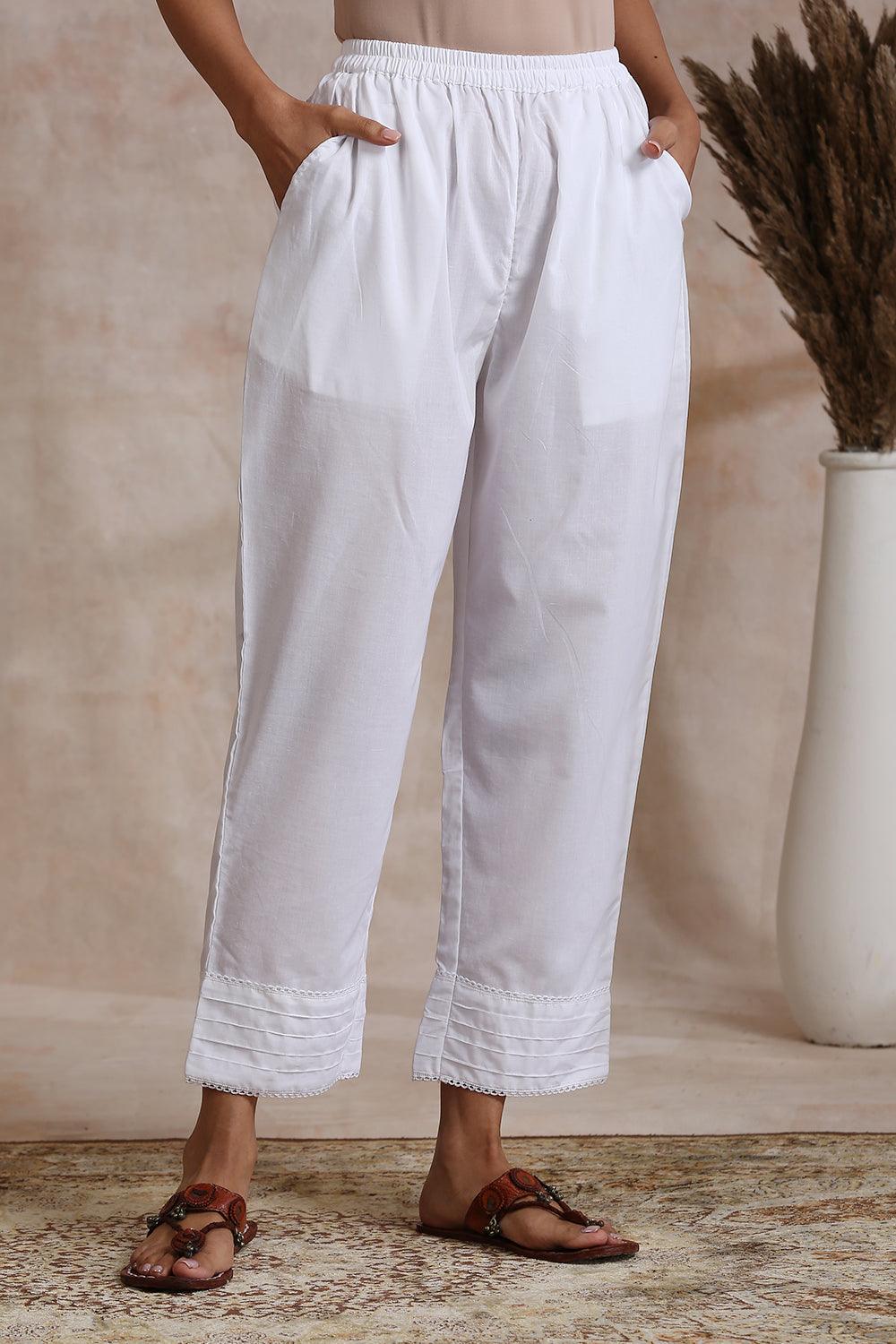 White Cotton Pintx Farsi Pants