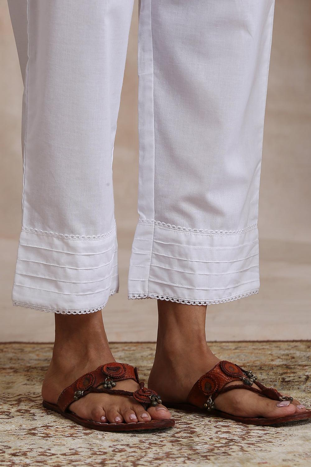 White Cotton Pintx Farsi Pants