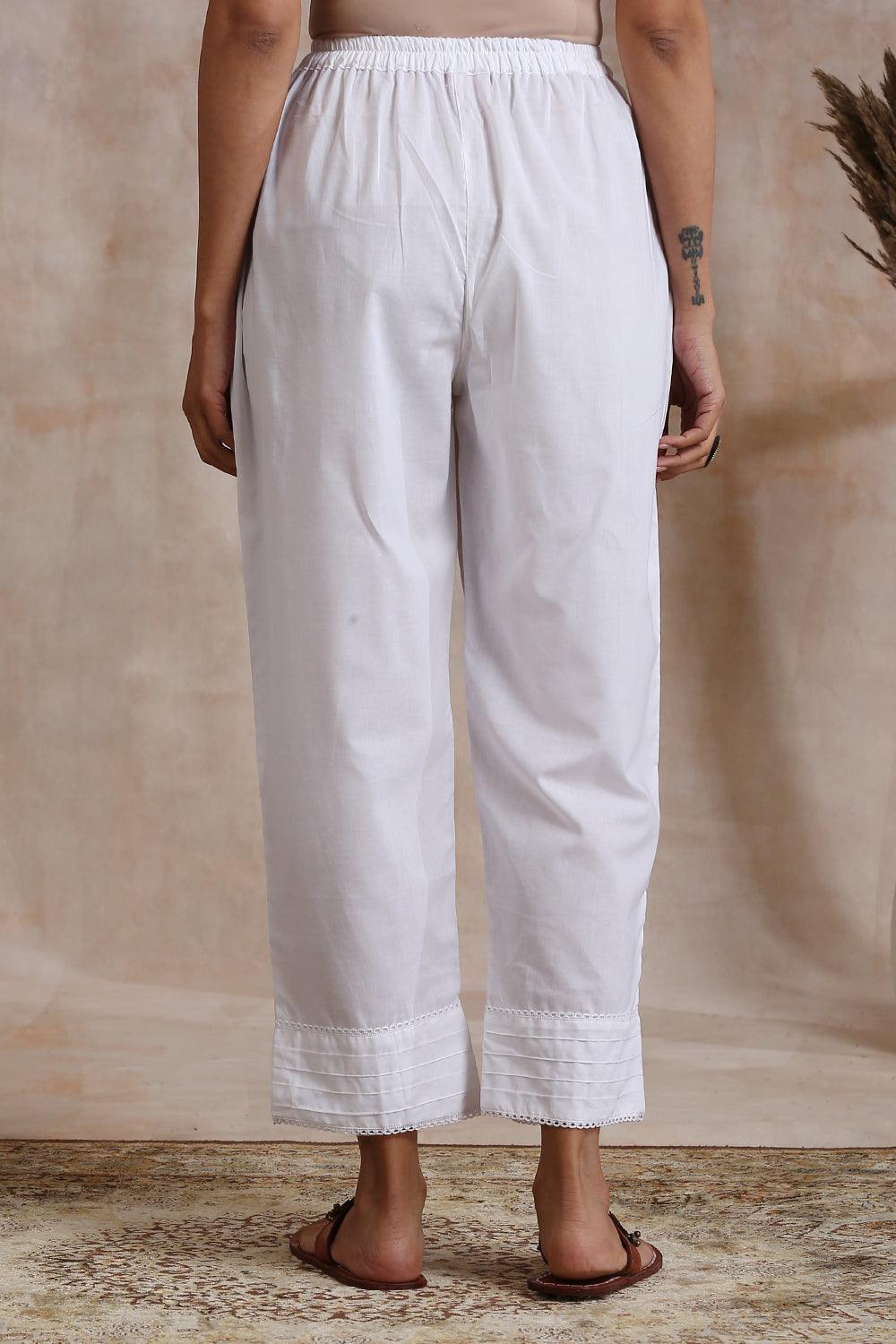 White Cotton Pintx Farsi Pants