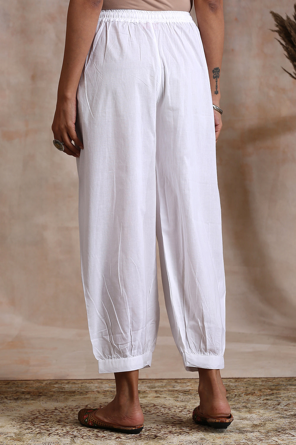 White Soft Cotton Izhaar Pants