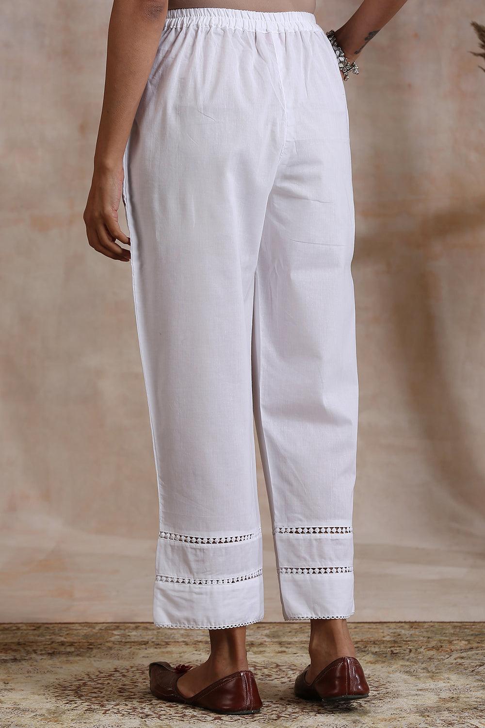 White Cotton Lace Farsi Pants