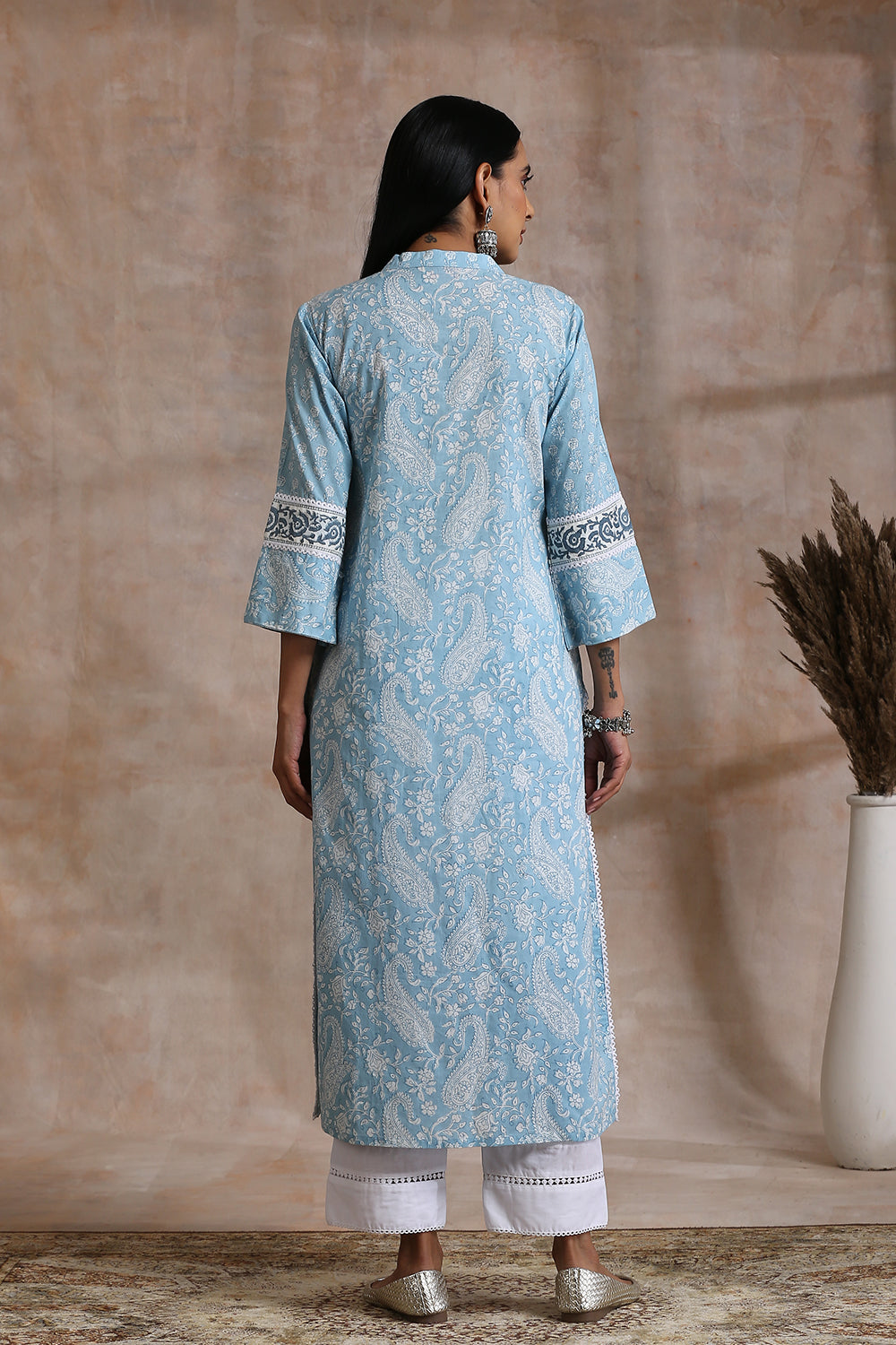 Blue Hand Block Printed Kurta