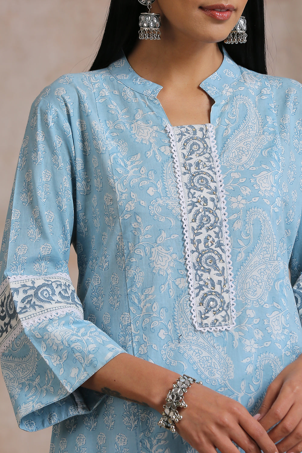 Blue Hand Block Printed Kurta