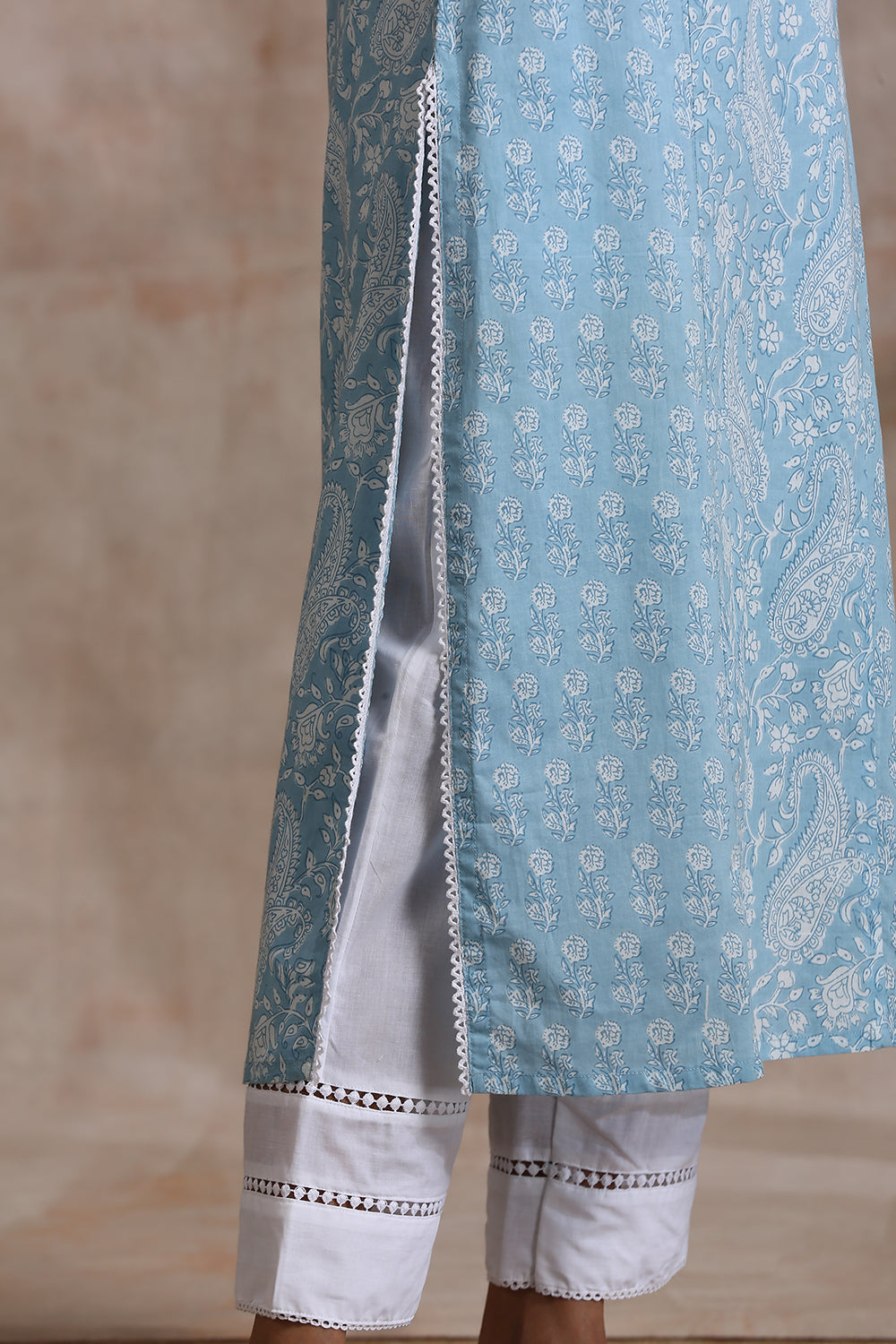 Blue Hand Block Printed Kurta