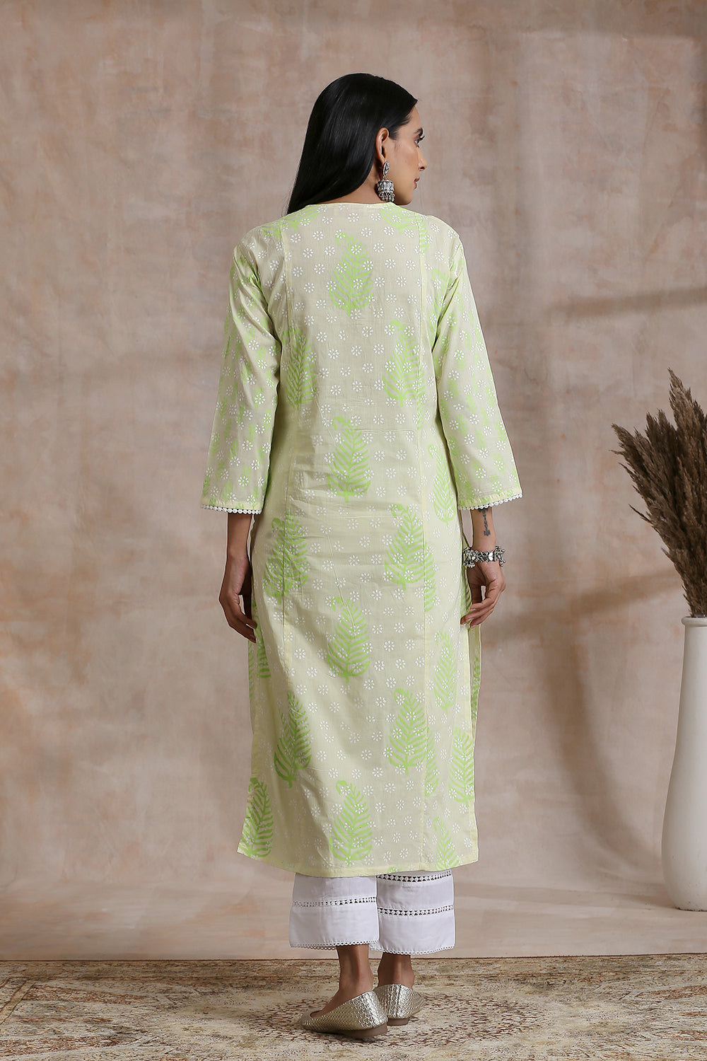 Green Khari & Hand Block Printed Kurta