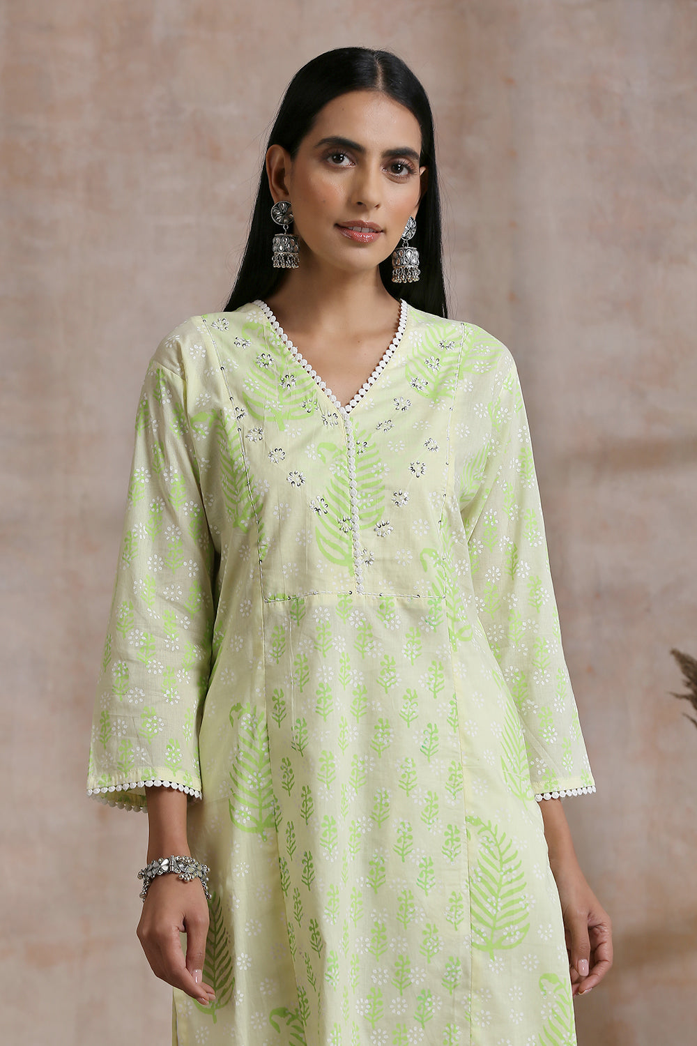 Green Khari & Hand Block Printed Kurta