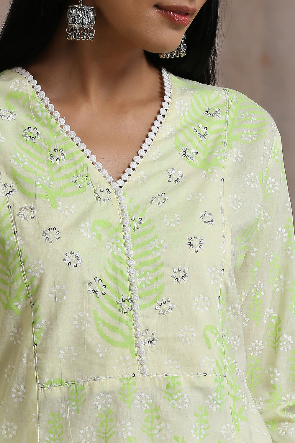 Green Khari & Hand Block Printed Kurta