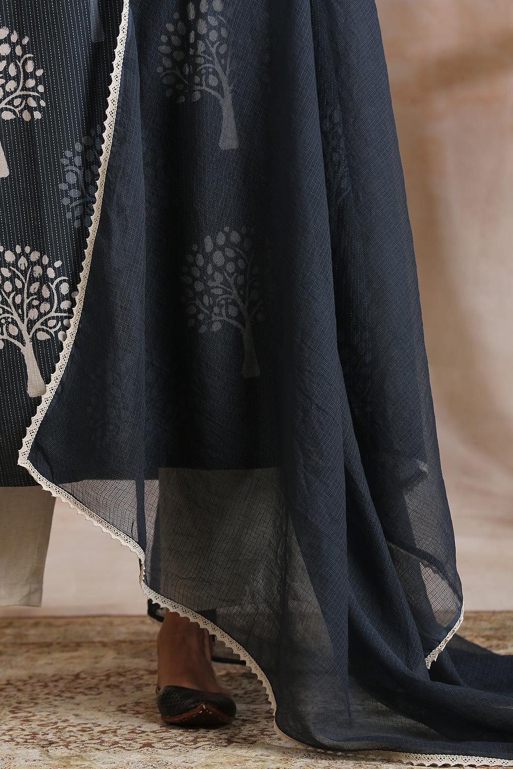 Grey Kota Doria Dupatta