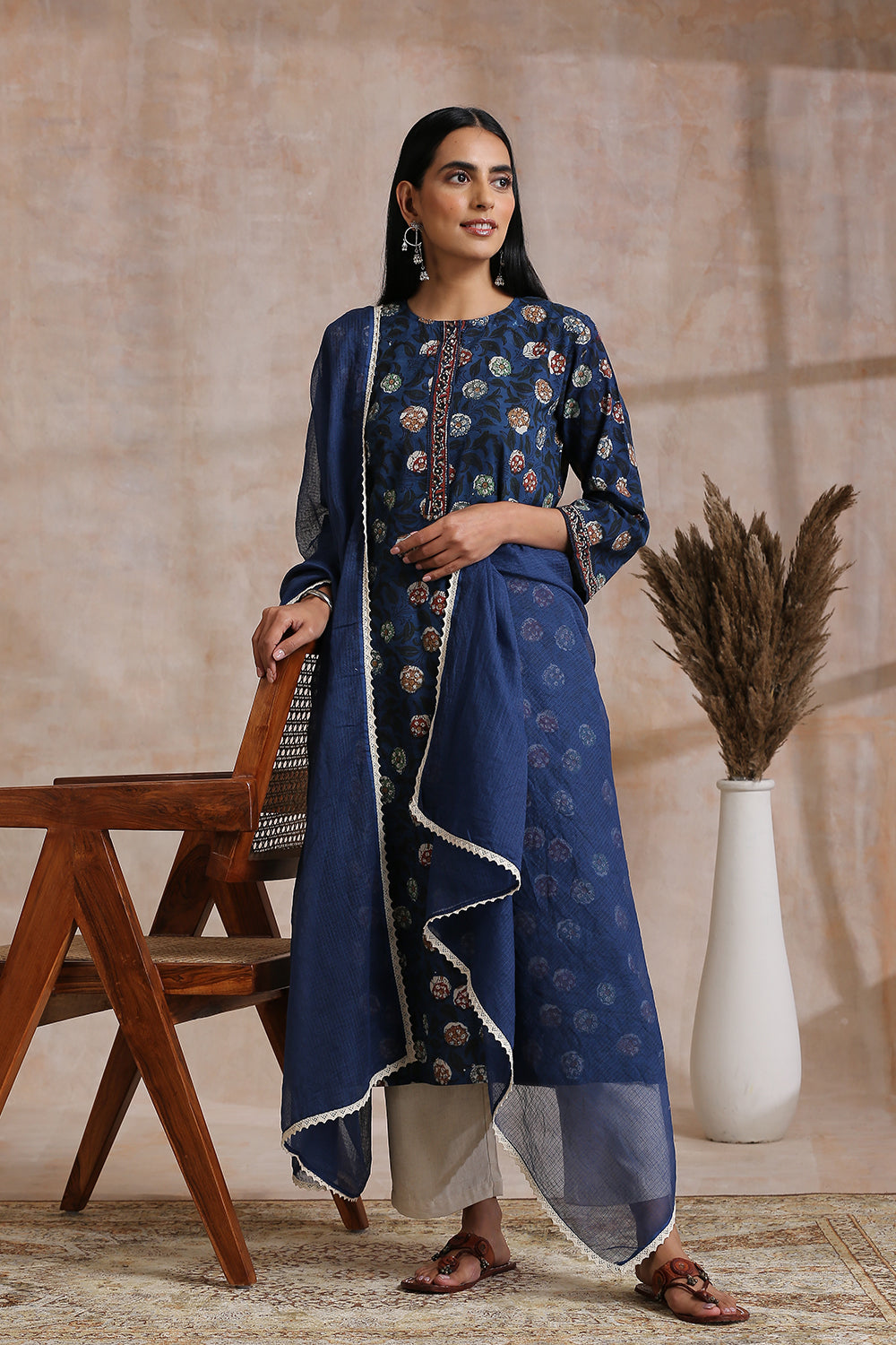 Indigo Blue Kota Doria Dupatta