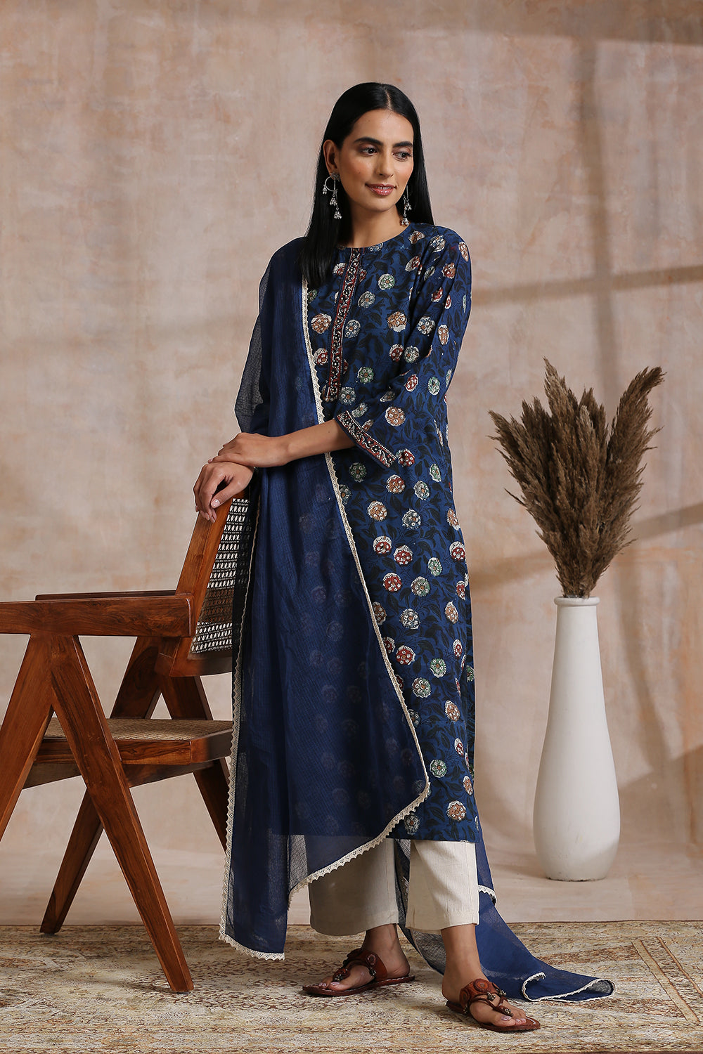 Indigo Blue Kota Doria Dupatta