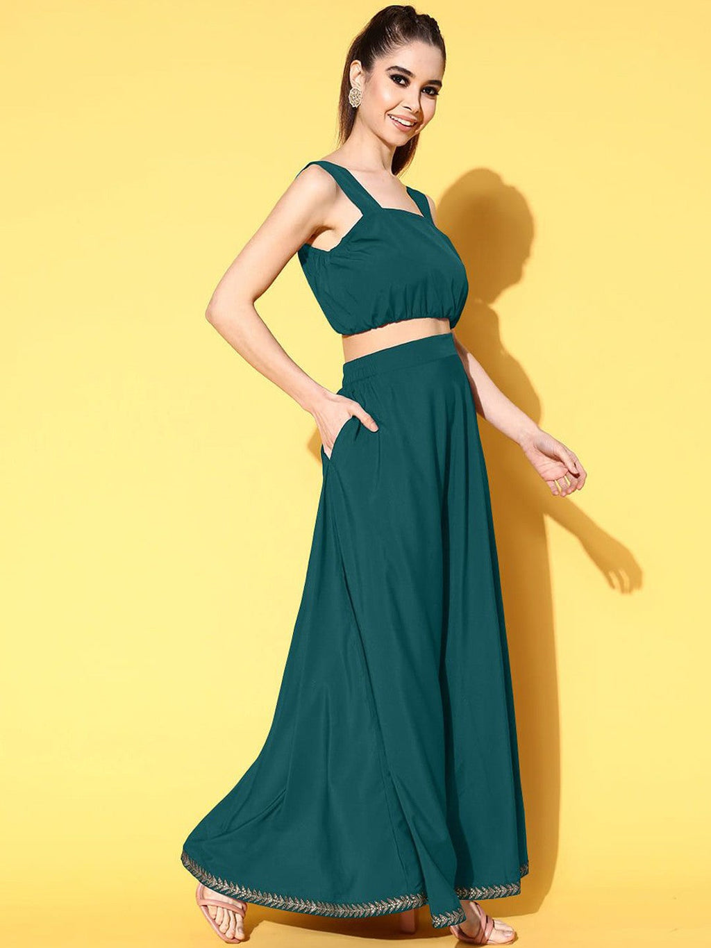 Printed Top & Jacket With Skirt-AH